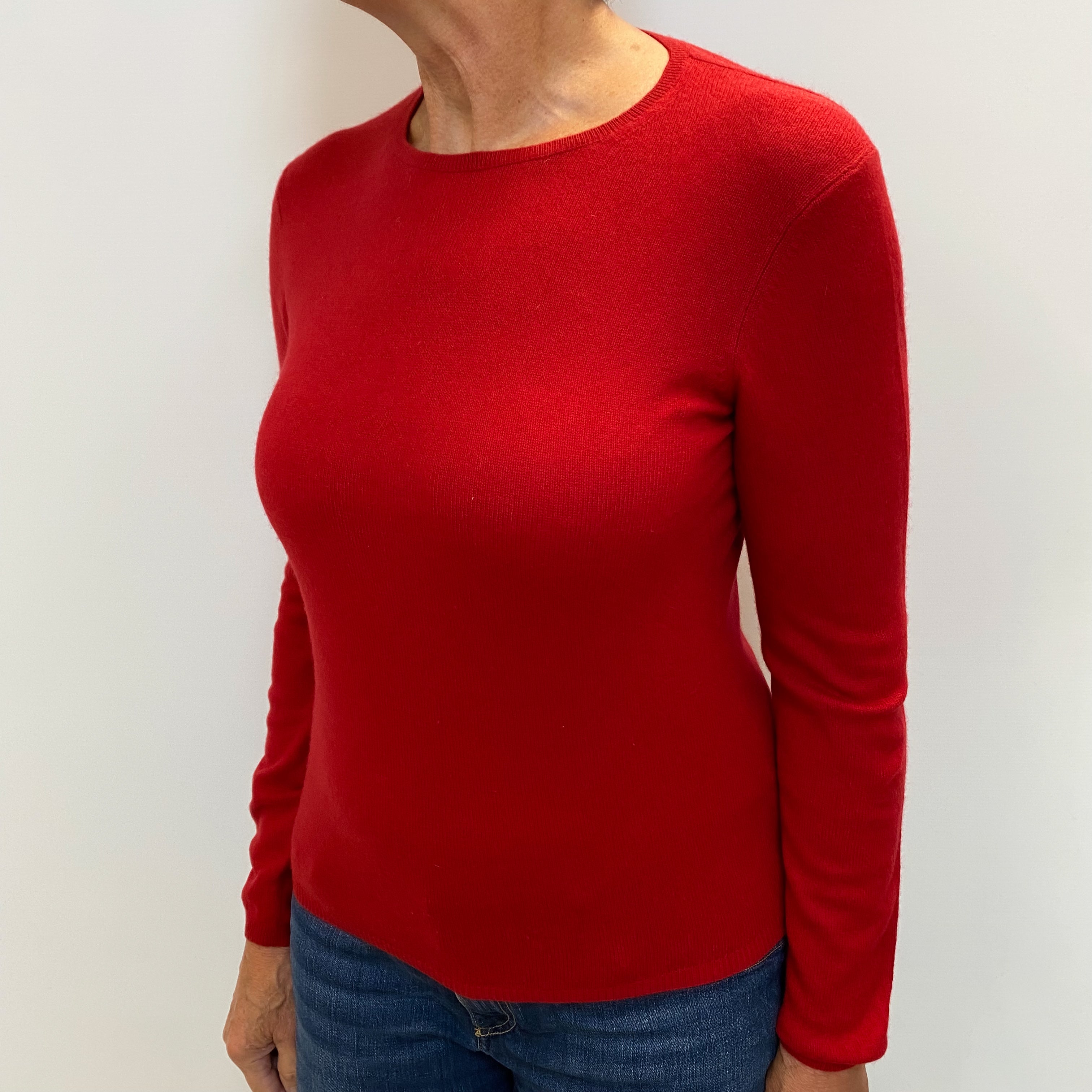 Scarlet Red Cashmere Crew Neck Jumper Medium