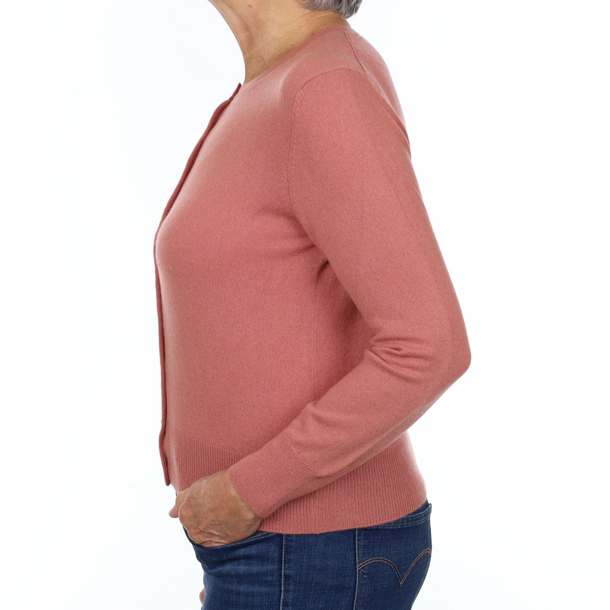 Terracotta Orange Cashmere Crew Neck Cardigan Medium