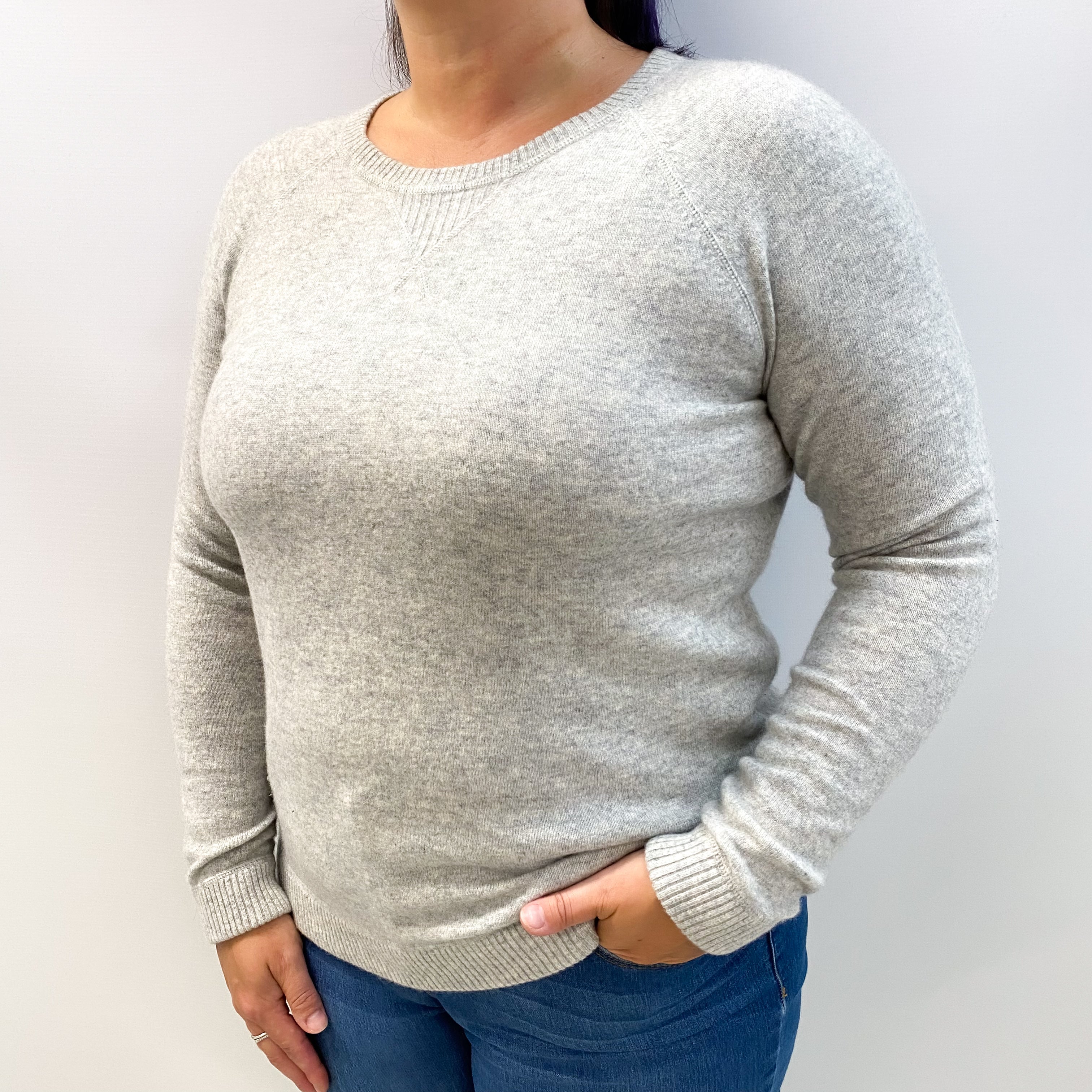 Smoke Grey Cashmere Crew Neck Jumper Large