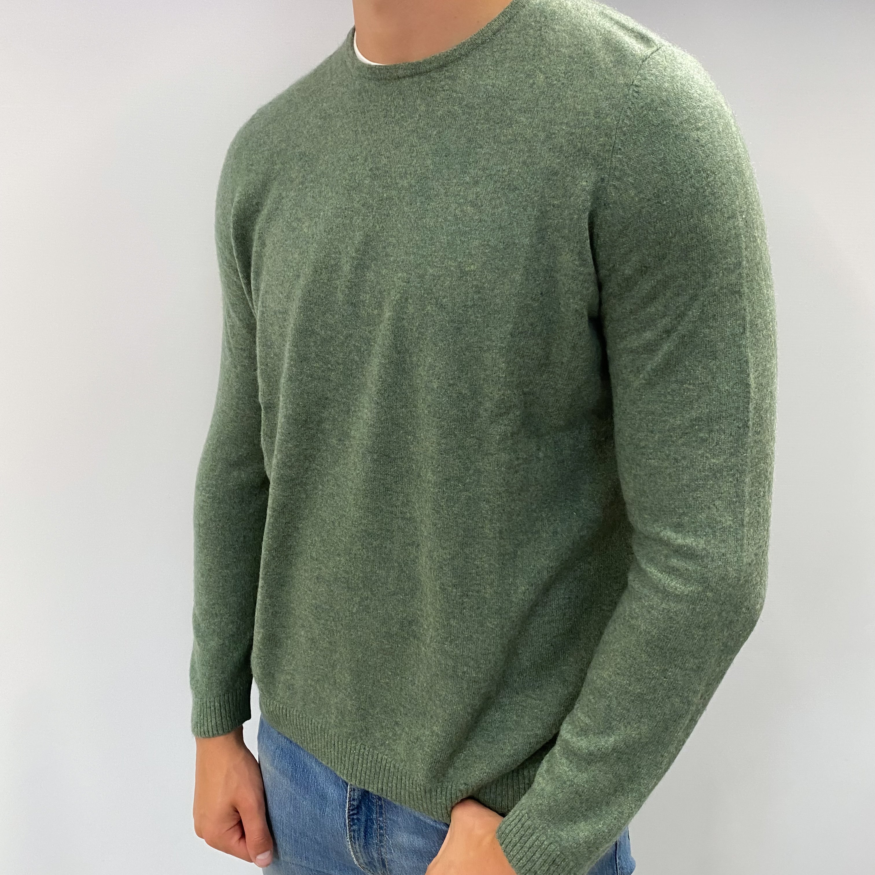 Men's L.L.Bean Lincoln Green Cashmere Crew Neck Jumper XL