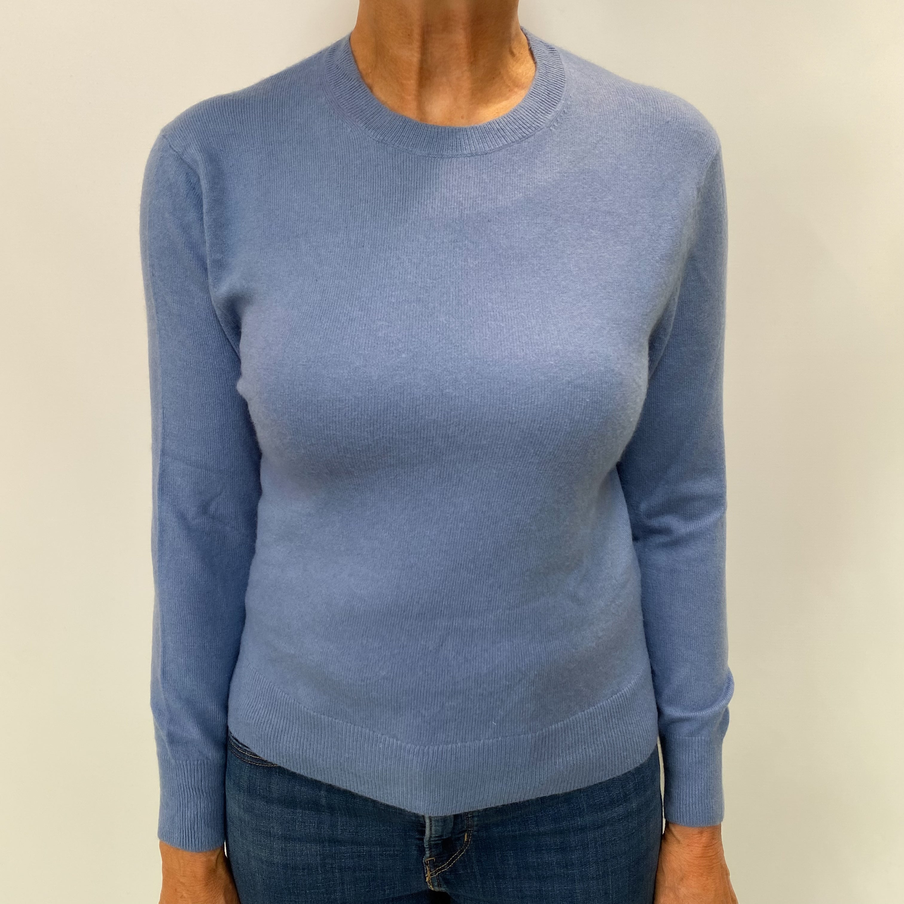 Denim Blue Cashmere Crew Neck Jumper Medium