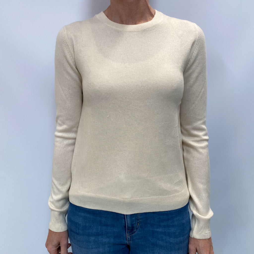 Vanilla Cream Cashmere Crew Neck Jumper Small