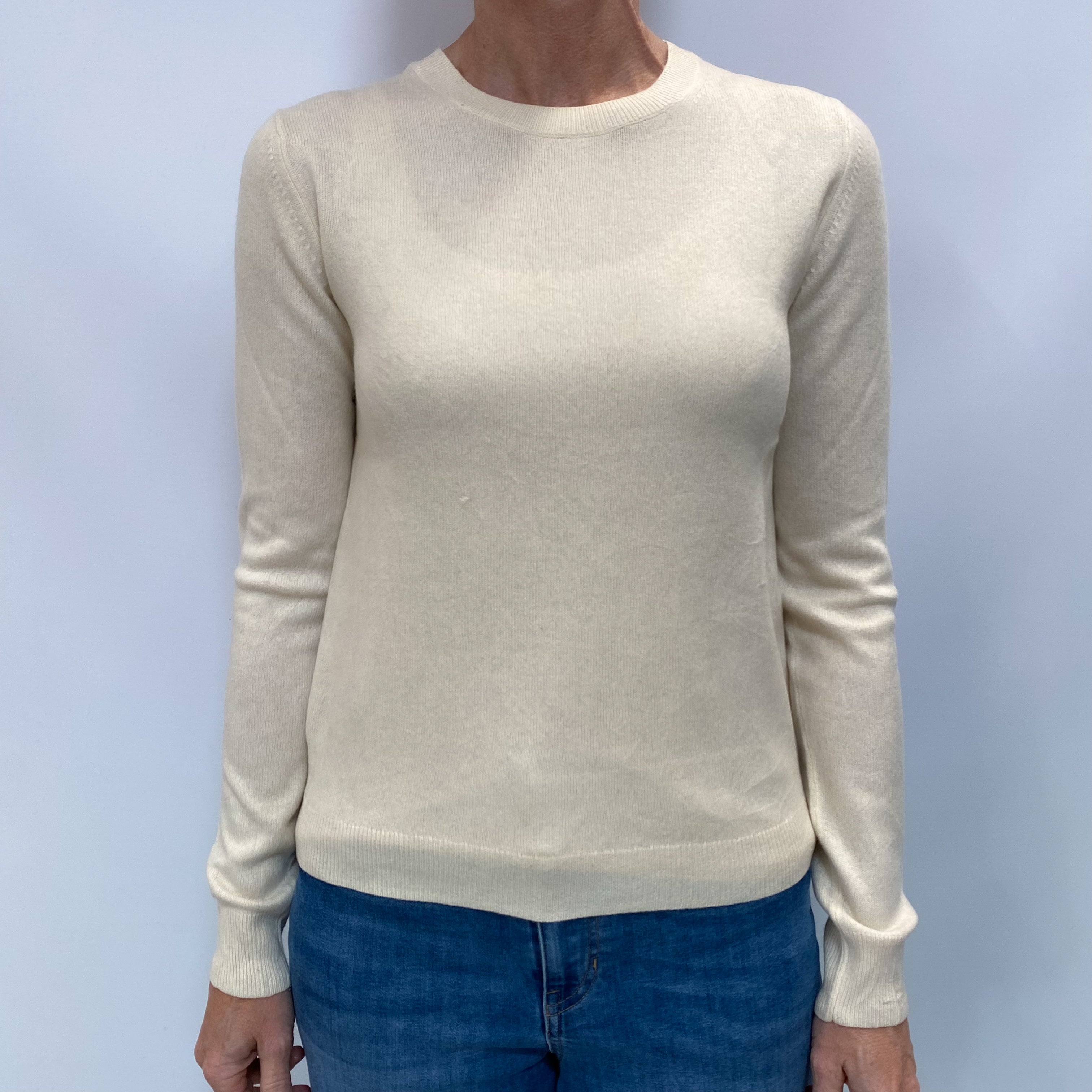 Vanilla Cream Cashmere Crew Neck Jumper Small