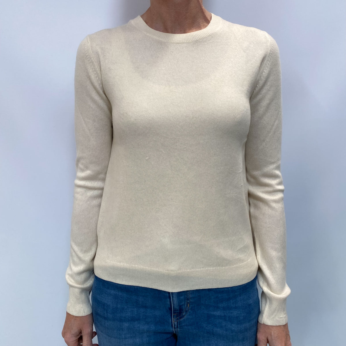Vanilla Cream Cashmere Crew Neck Jumper Small