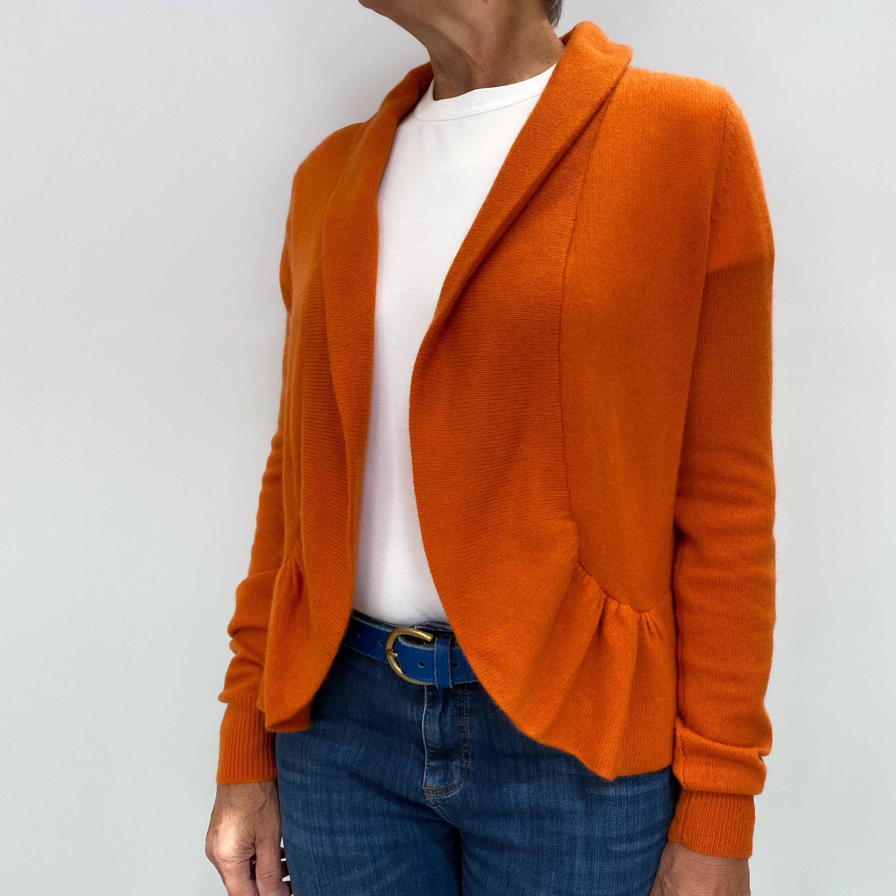 Crab Orange Cashmere Edge To Edge Cardigan Medium