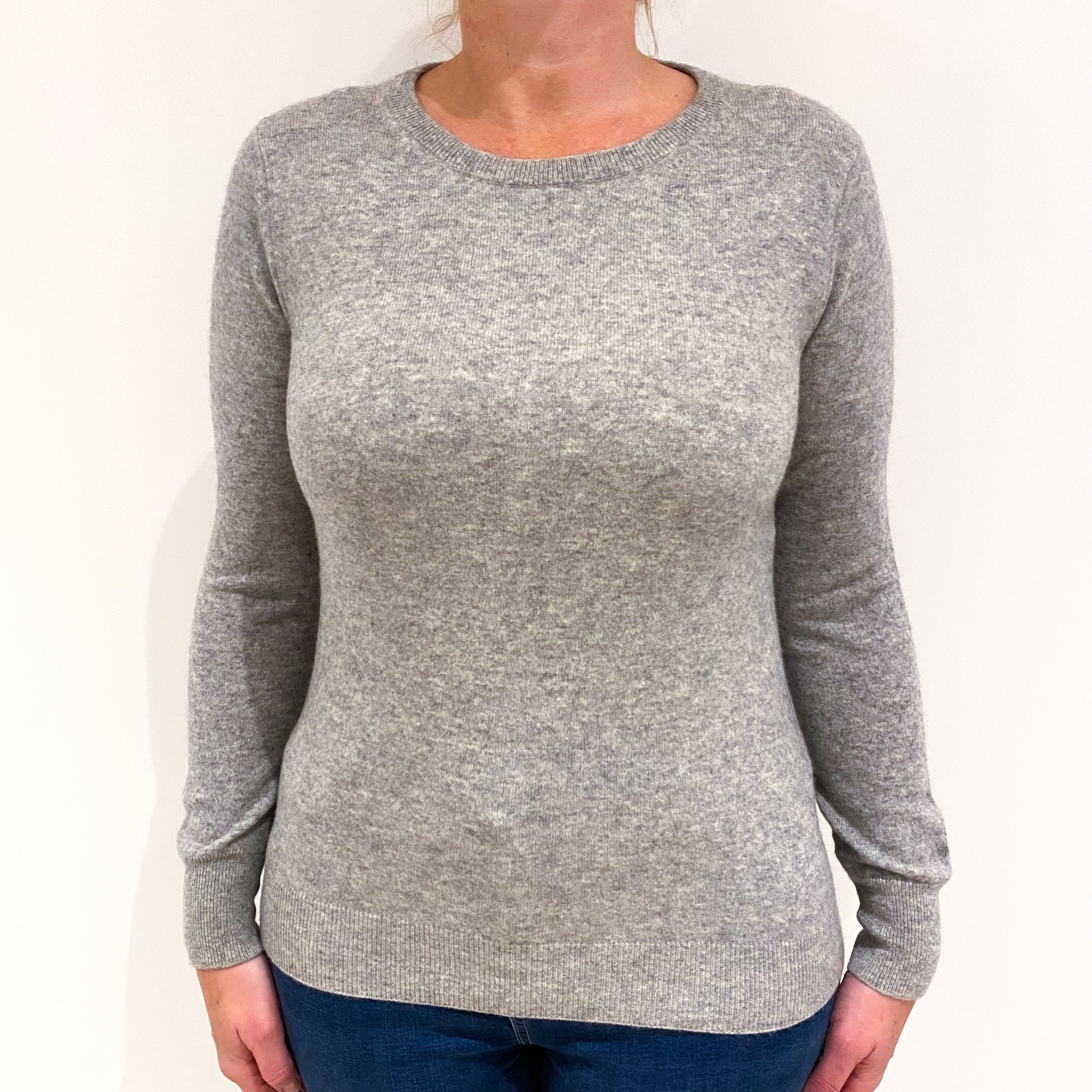 Smoke Grey Cashmere Crew Neck Jumper Large