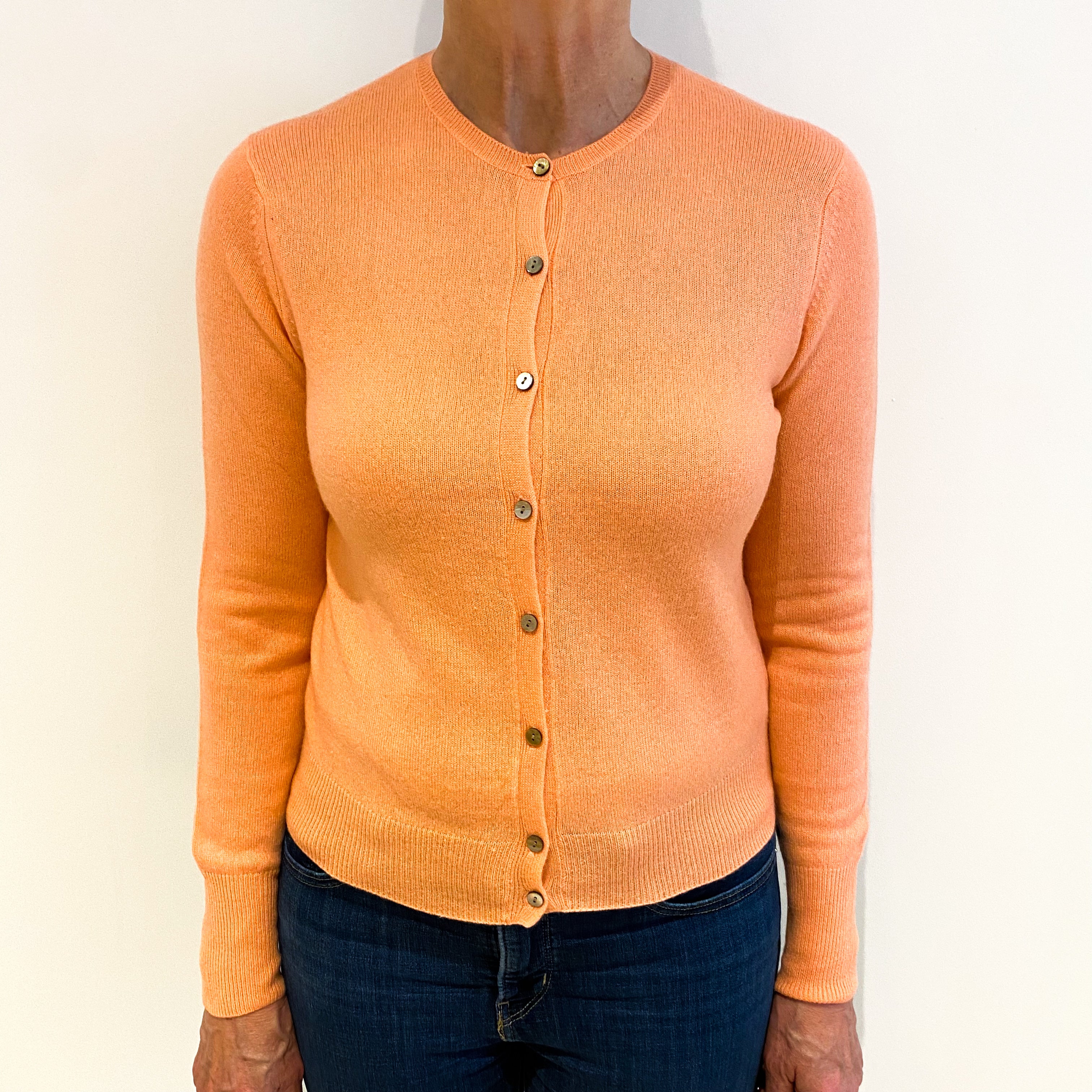 Soft Crab Pink Cashmere Crew Neck Cardigan Medium