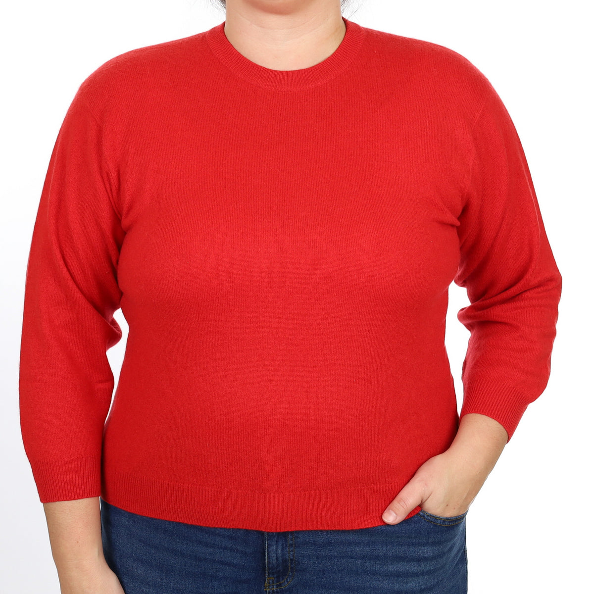Post Box Red Cashmere Crew Neck Jumper Large