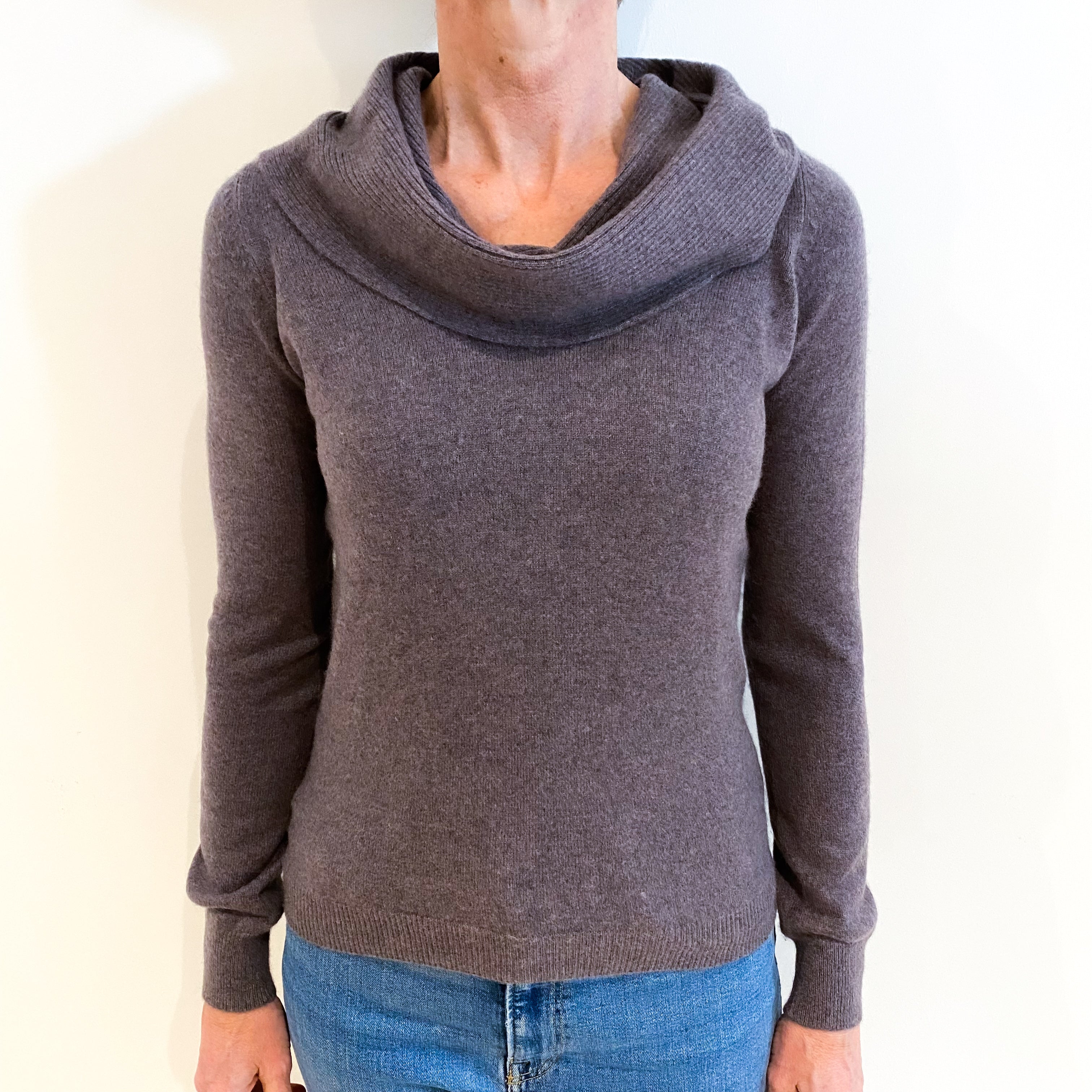 Purple Slate Cashmere Cowl Neck Jumper Small