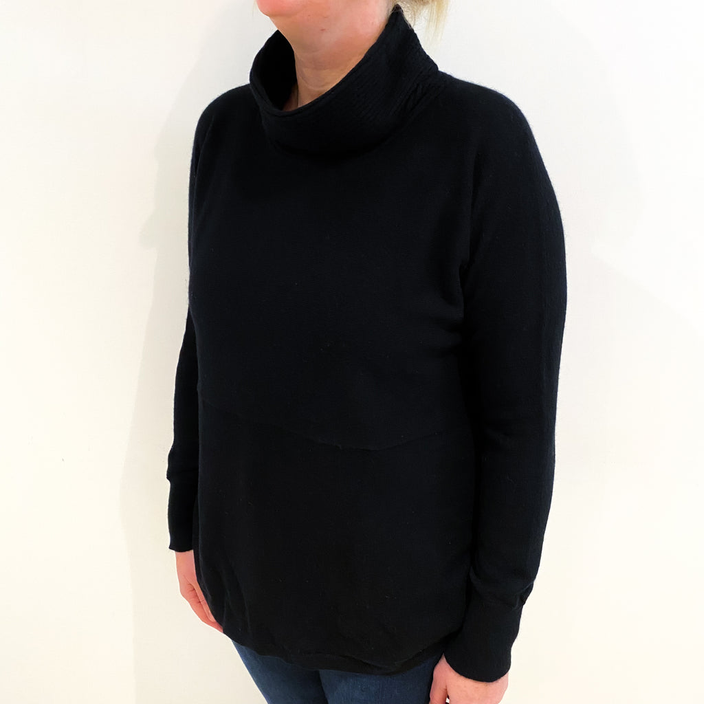 Black Cashmere Cowl Neck Jumper Large