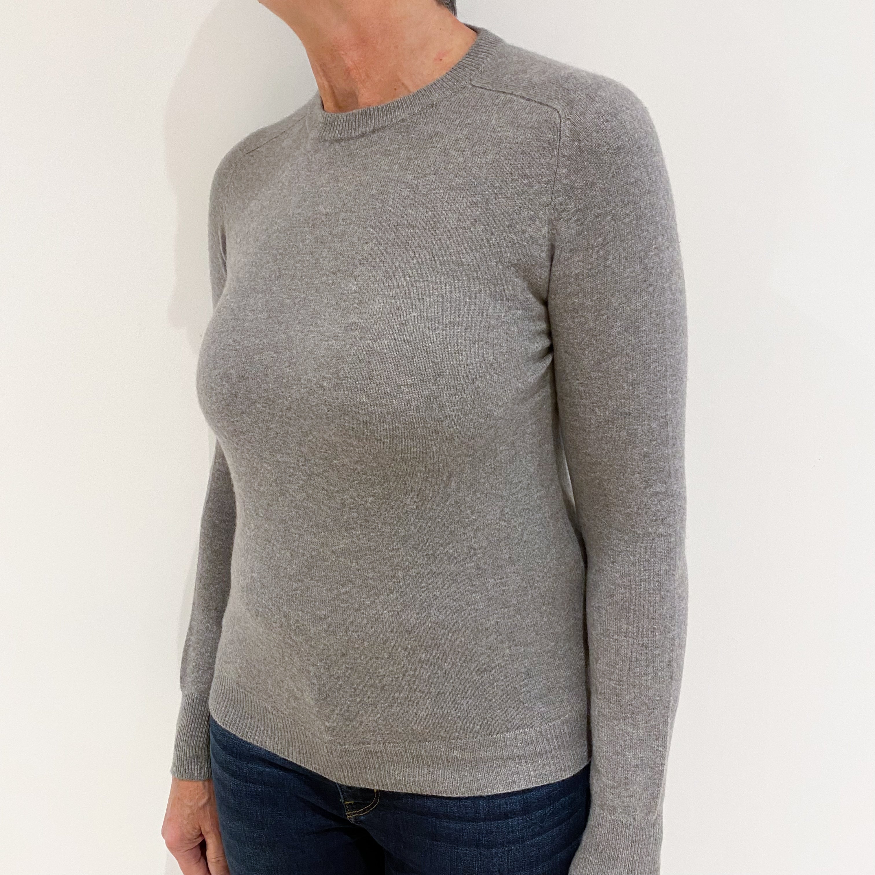 Ash Grey Cashmere Crew Neck Jumper Medium