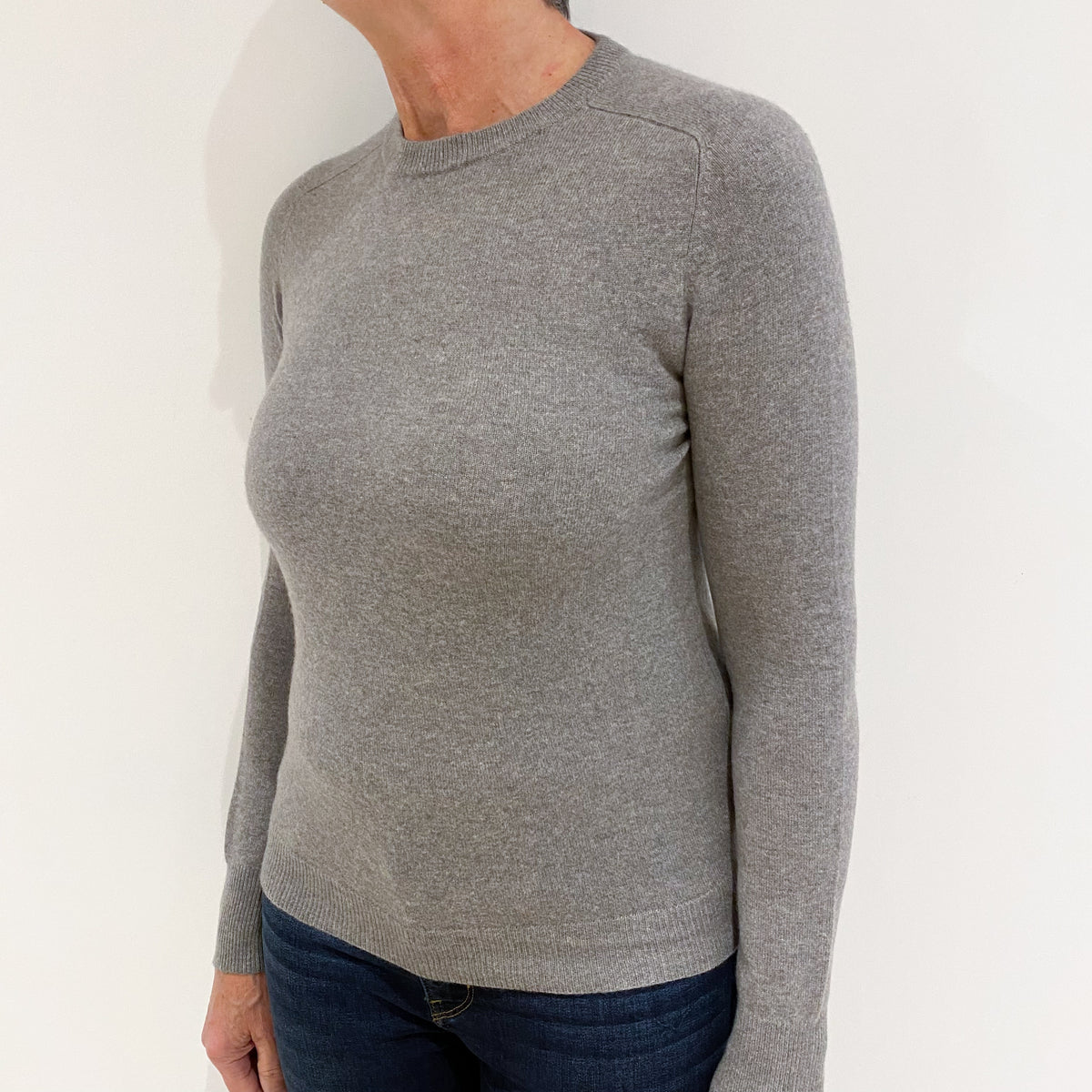 Ash Grey Cashmere Crew Neck Jumper Medium