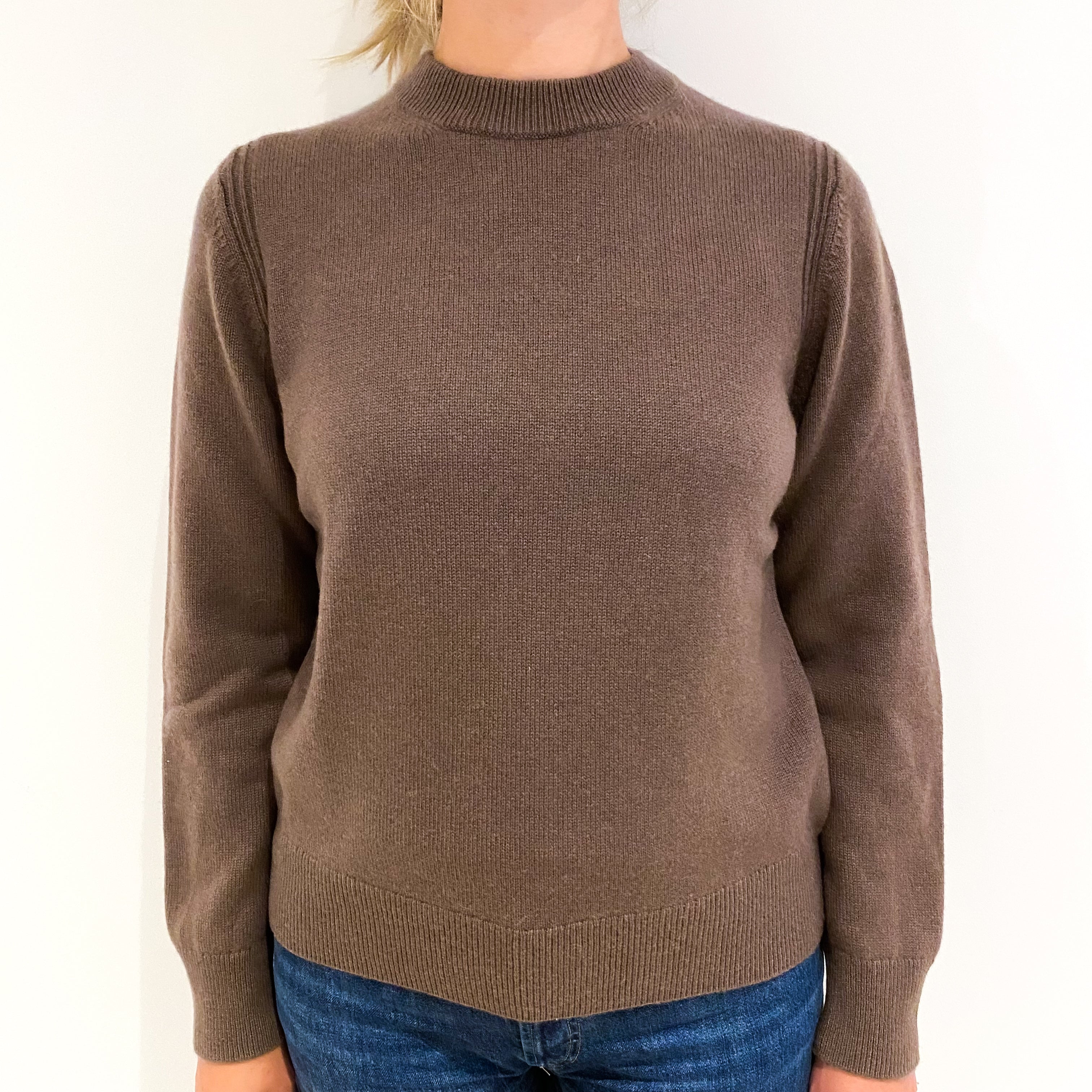 Cos Mocha Brown Heavy Knit Cashmere Crew Neck Jumper Small