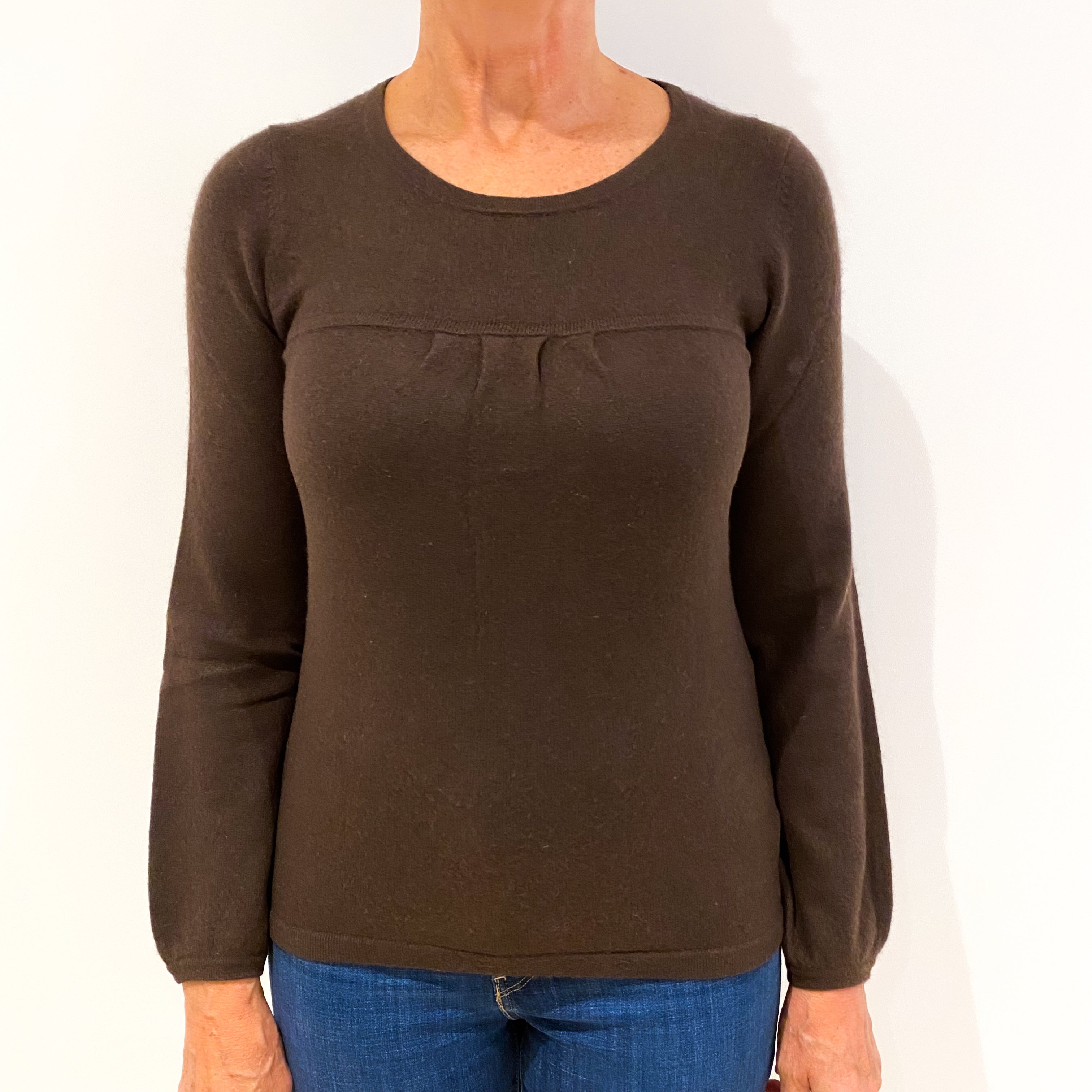 Chocolate Brown Cashmere Crew Neck Jumper Medium