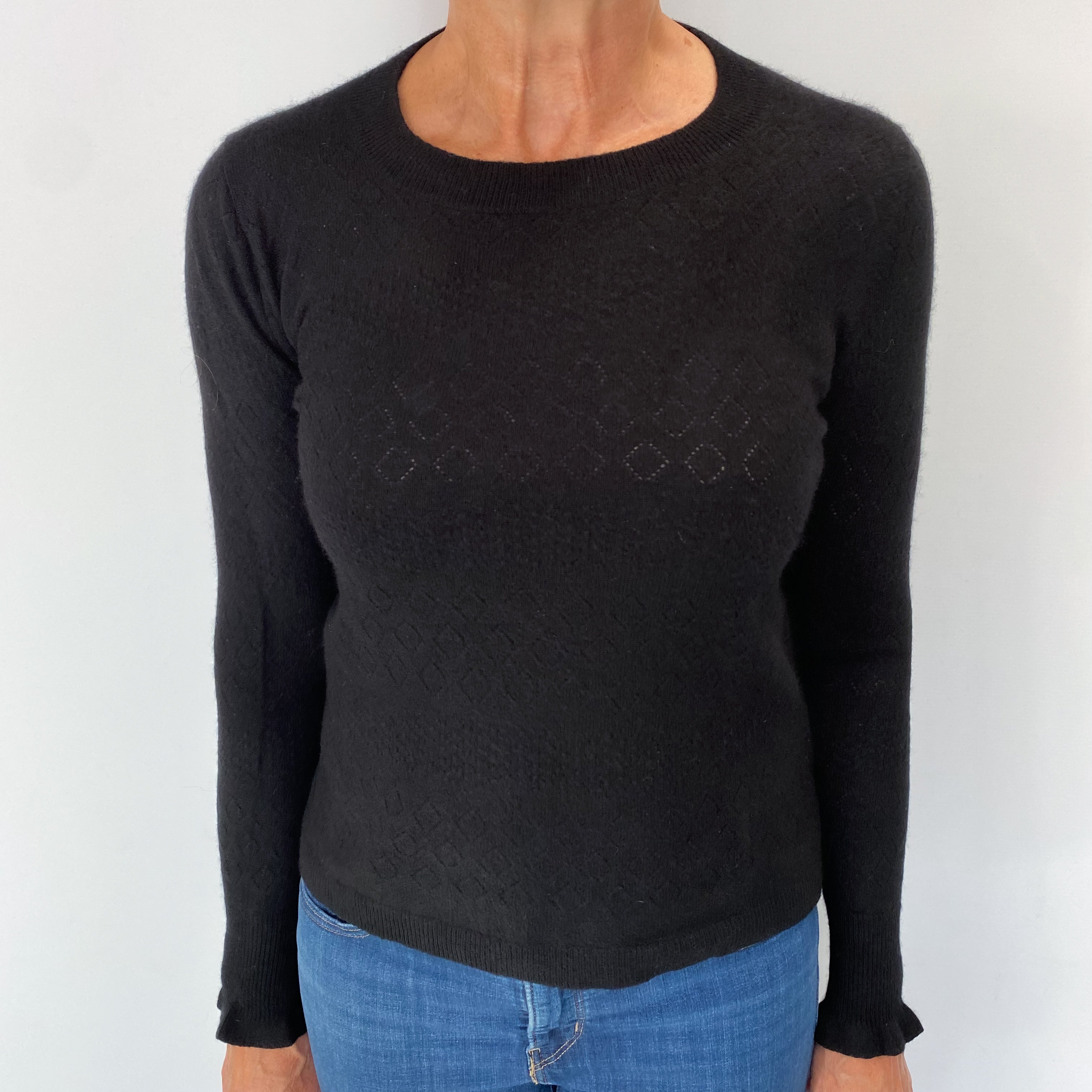 Black Cashmere Crew Neck Jumper Medium