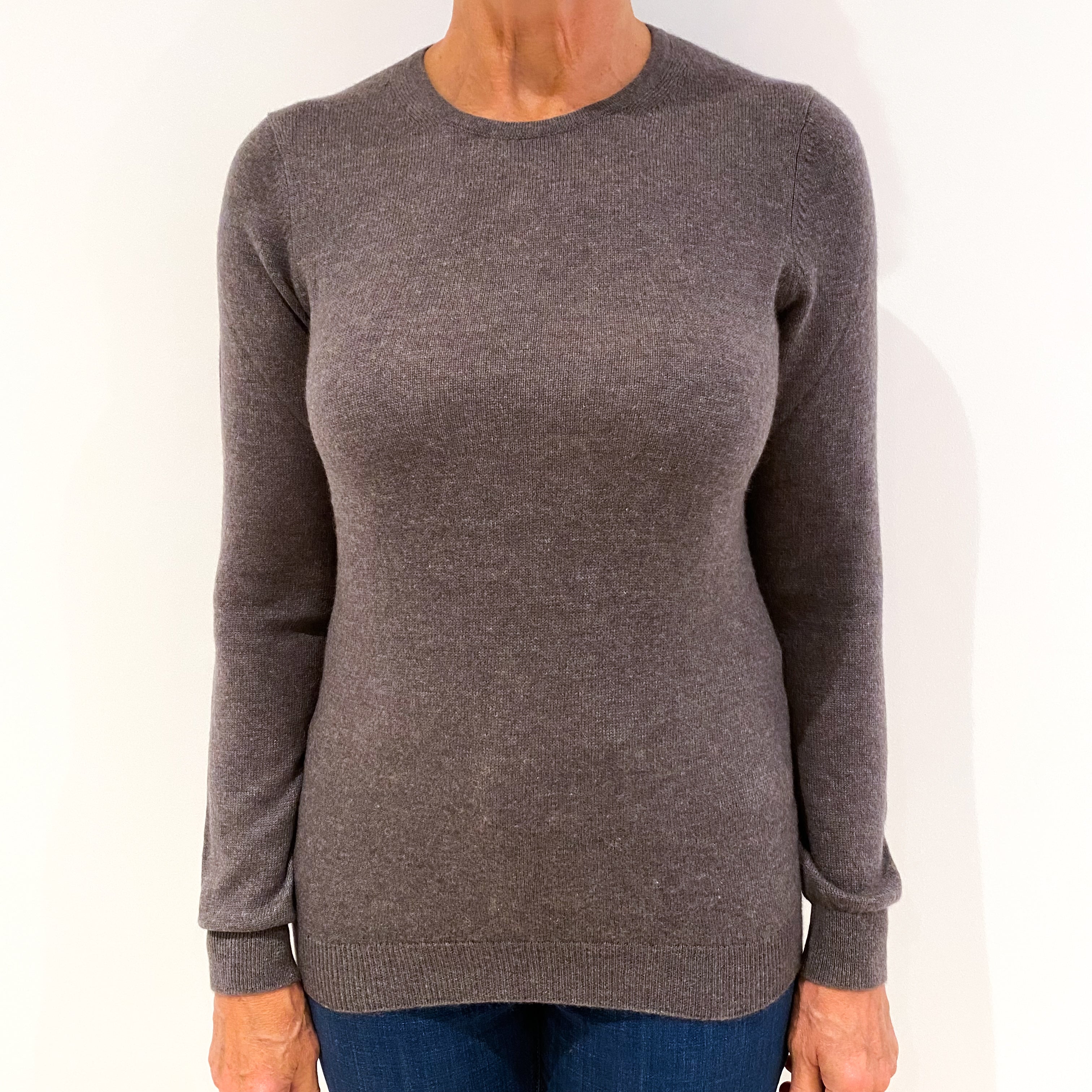 Muted Brown Cashmere Crew Neck Jumper Medium