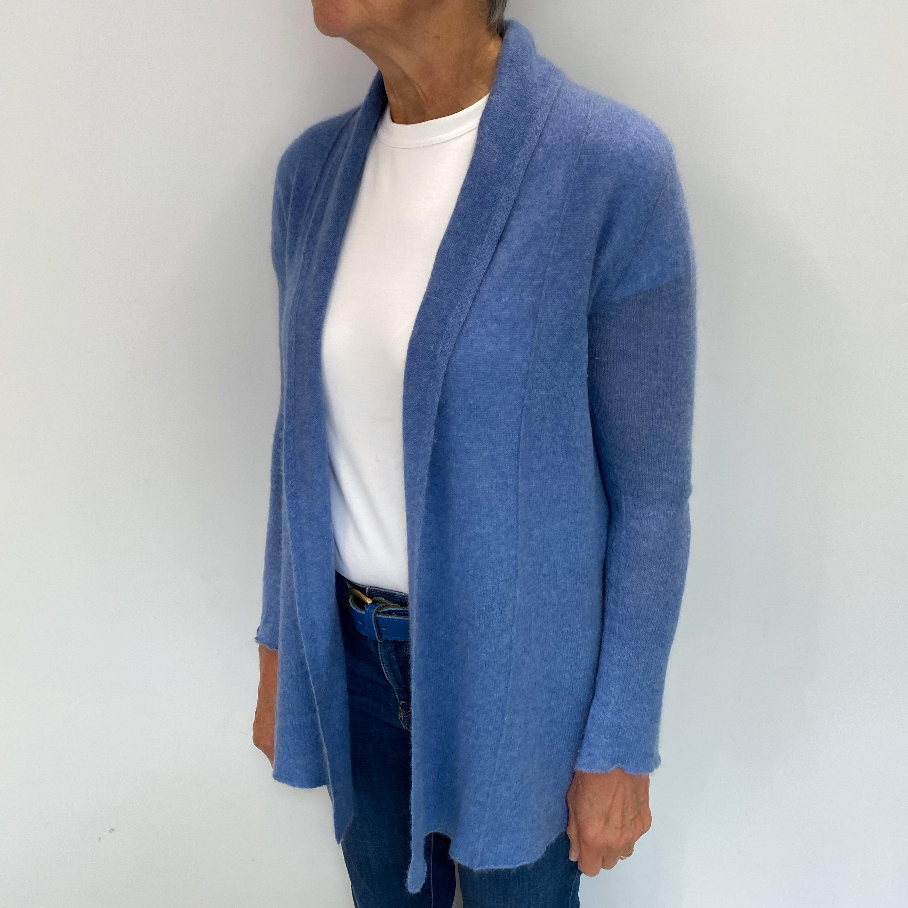 Denim Blue Cashmere Edge to Edge Cardigan Medium