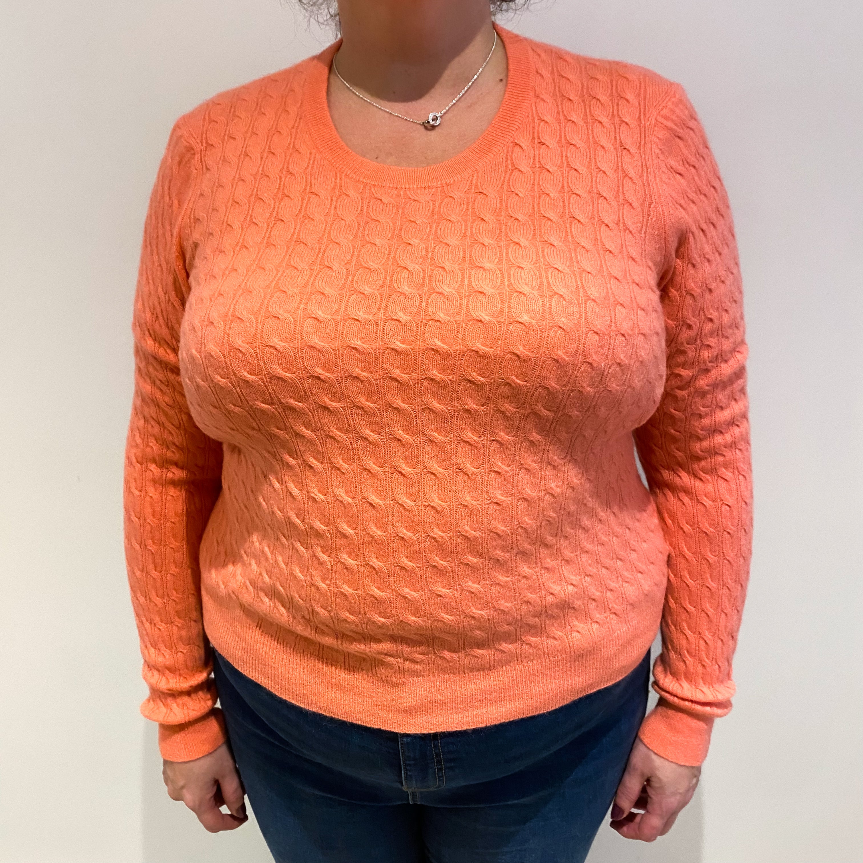 Flamingo Pink Cashmere Crew Neck Jumper Extra Large