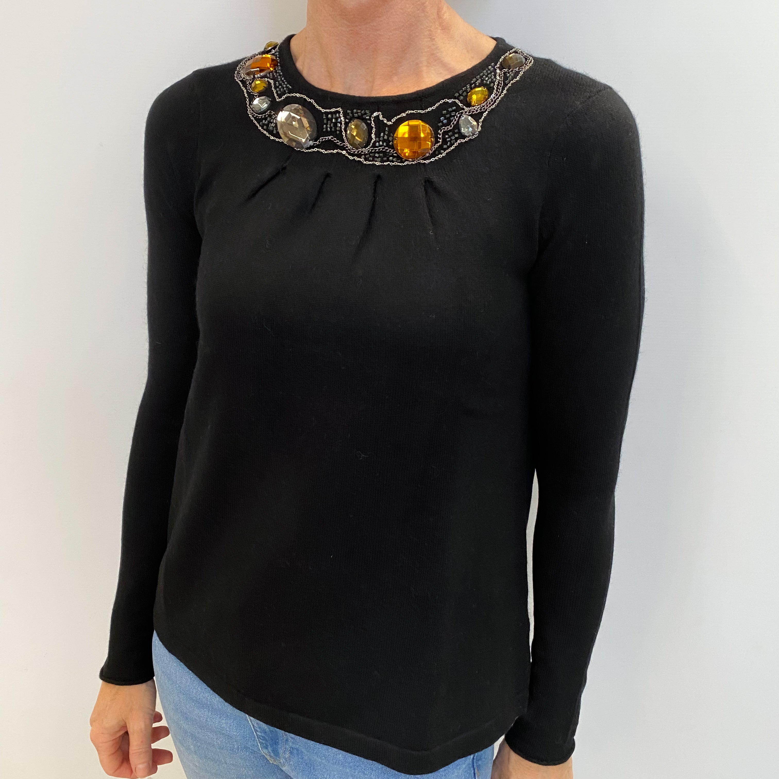 Black Cashmere Crew Neck Jumper Small