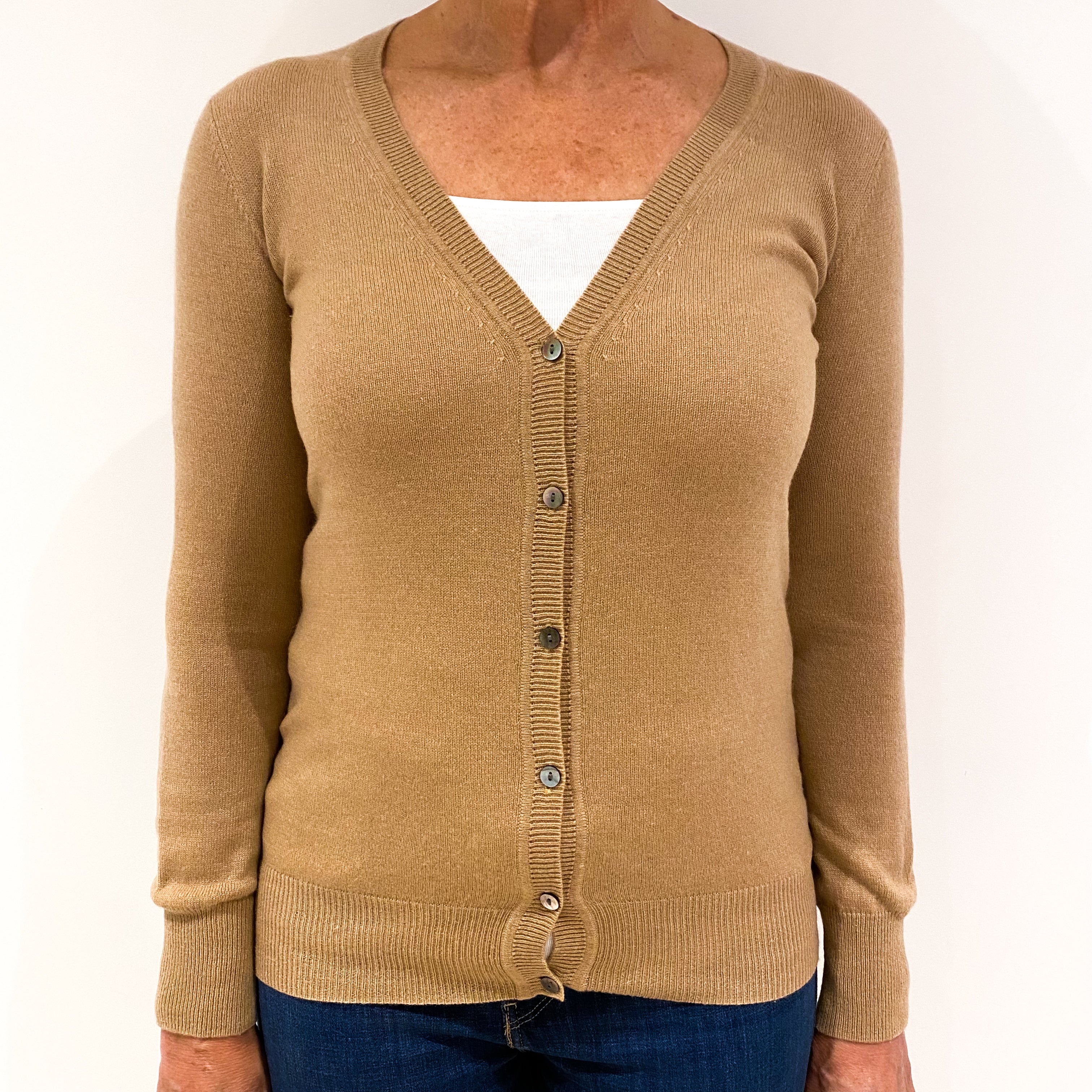 Camel Brown Cashmere Cardigan Medium