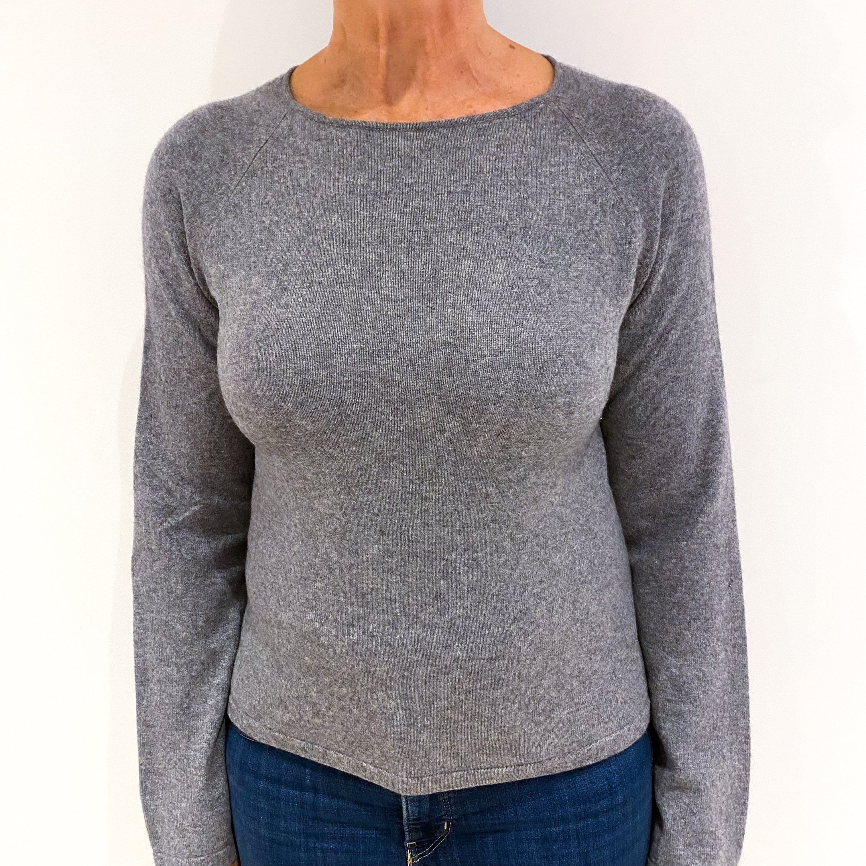 Smoke Grey Cashmere Crew Neck Jumper Medium