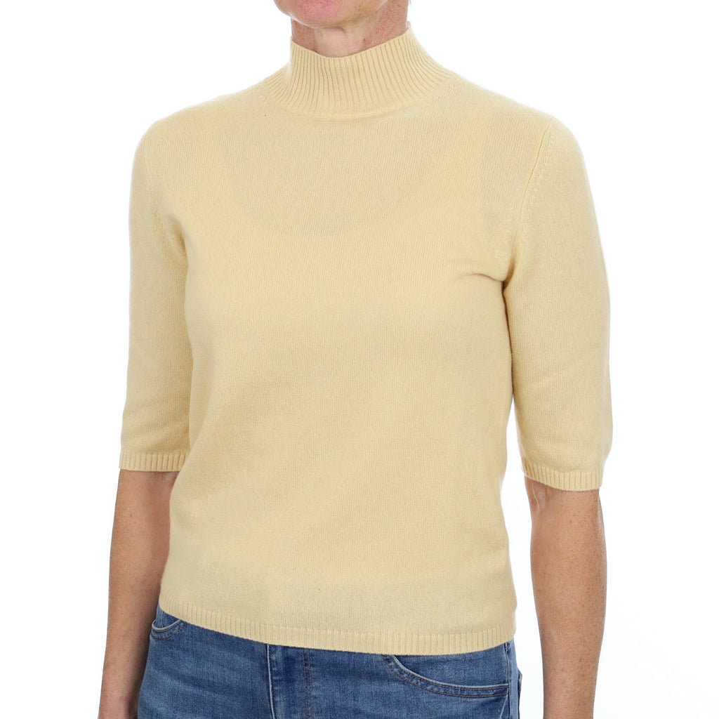Buttermilk Yellow Cashmere Turtle Neck Jumper Small