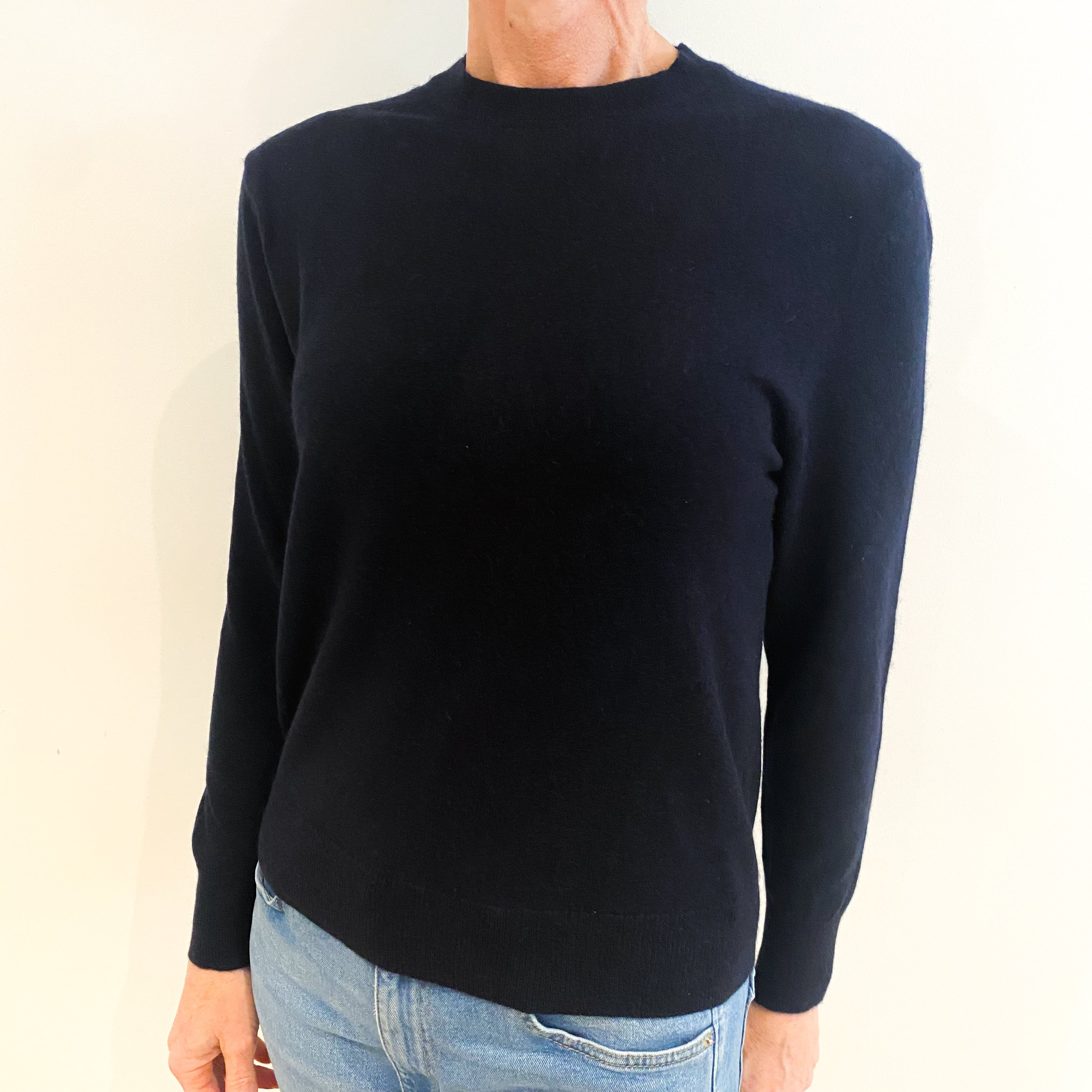 Navy Blue Cashmere Crew Neck Jumper Small