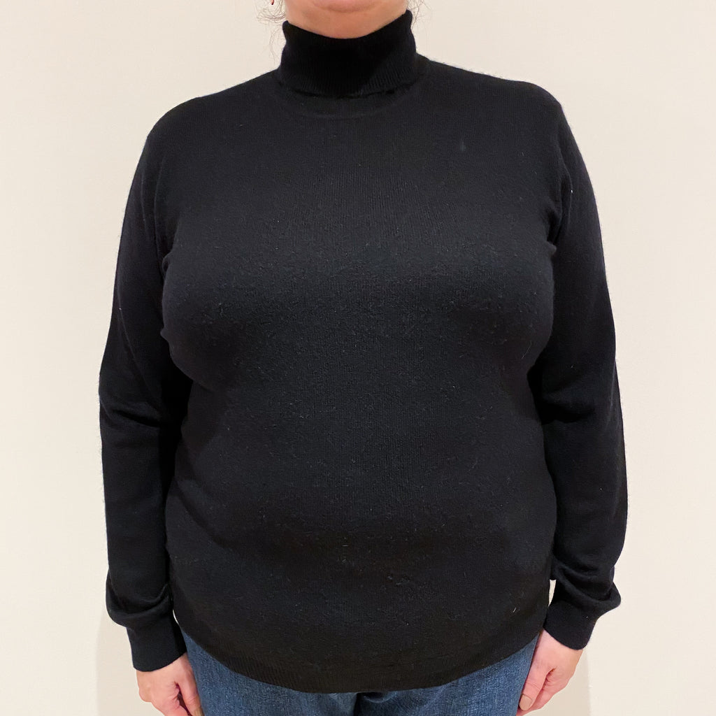 Black Cashmere Polo Neck Jumper Extra Large