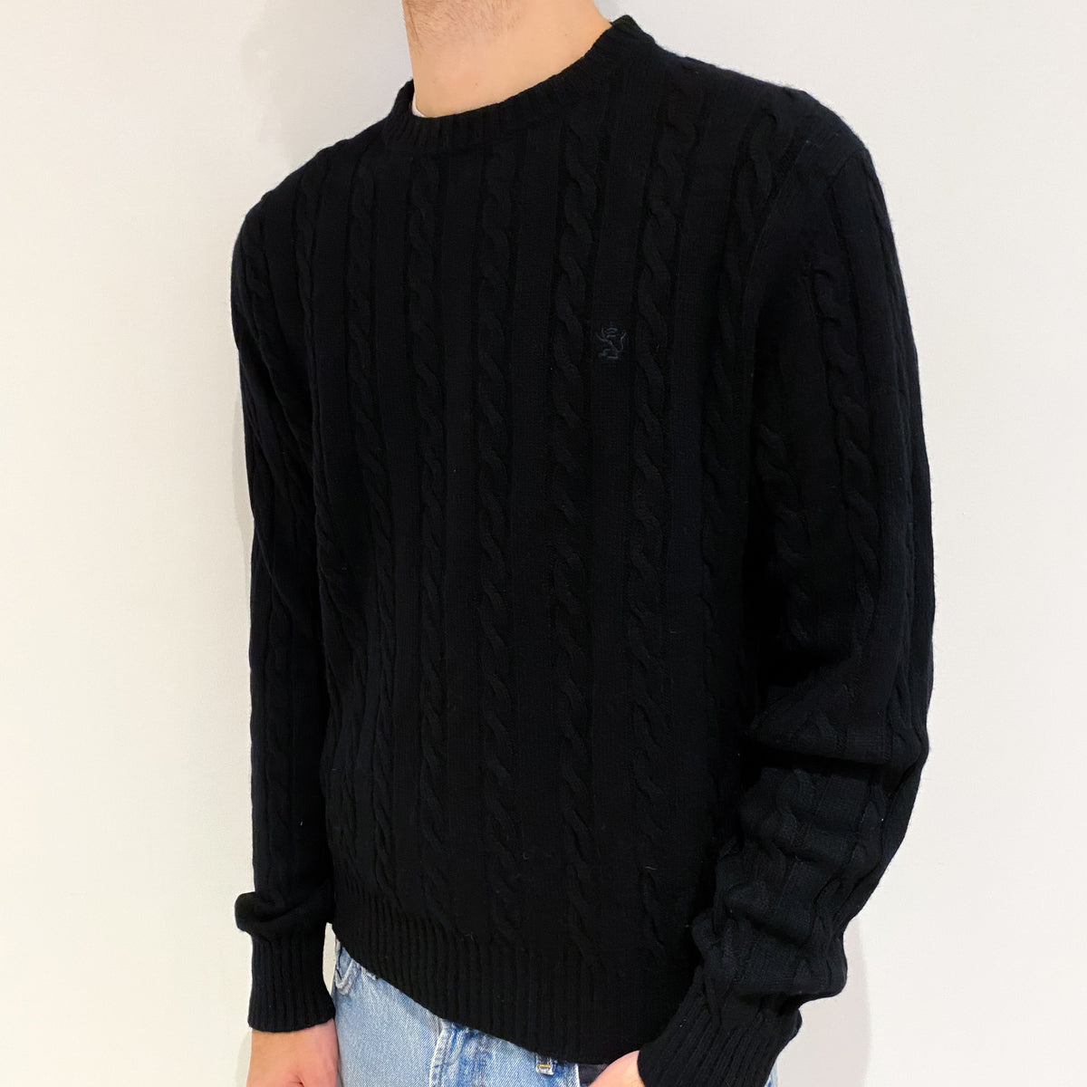 Men's The Scotch House Black Cashmere Crew Neck Jumper Large