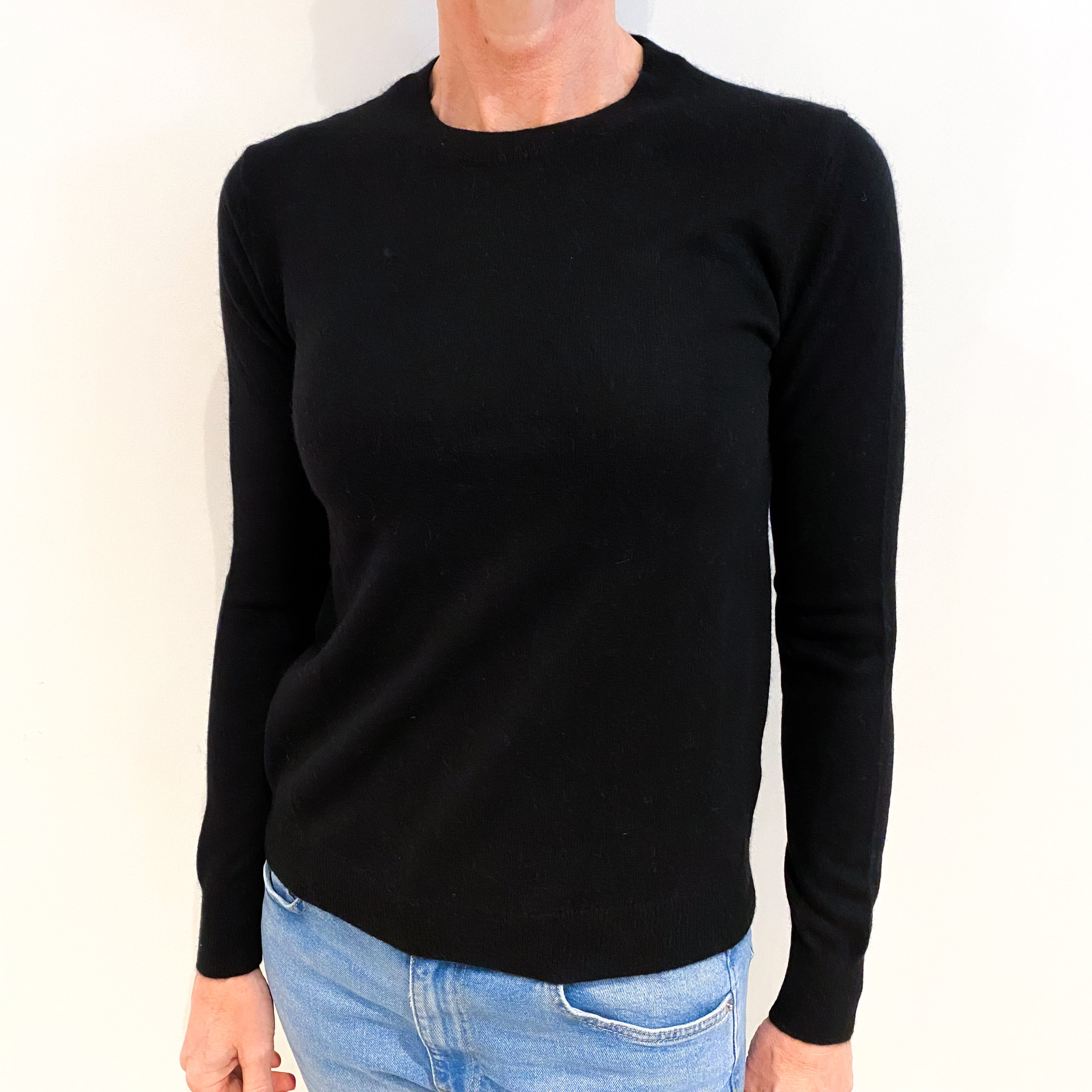Black Cashmere Crew Neck Jumper Small