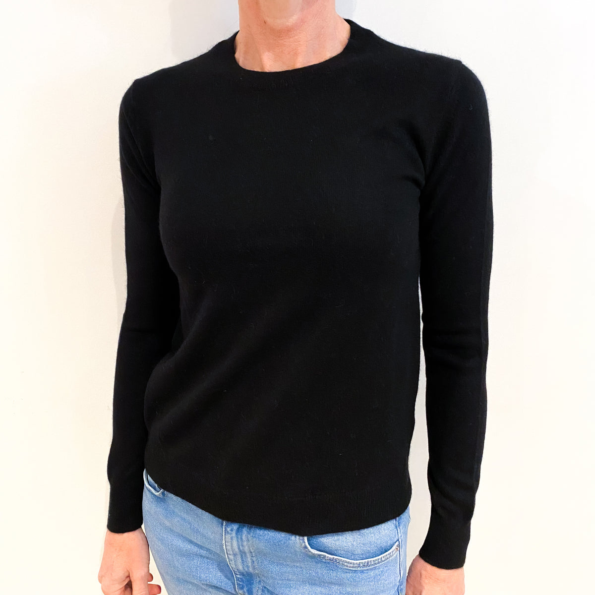 Black Cashmere Crew Neck Jumper Small