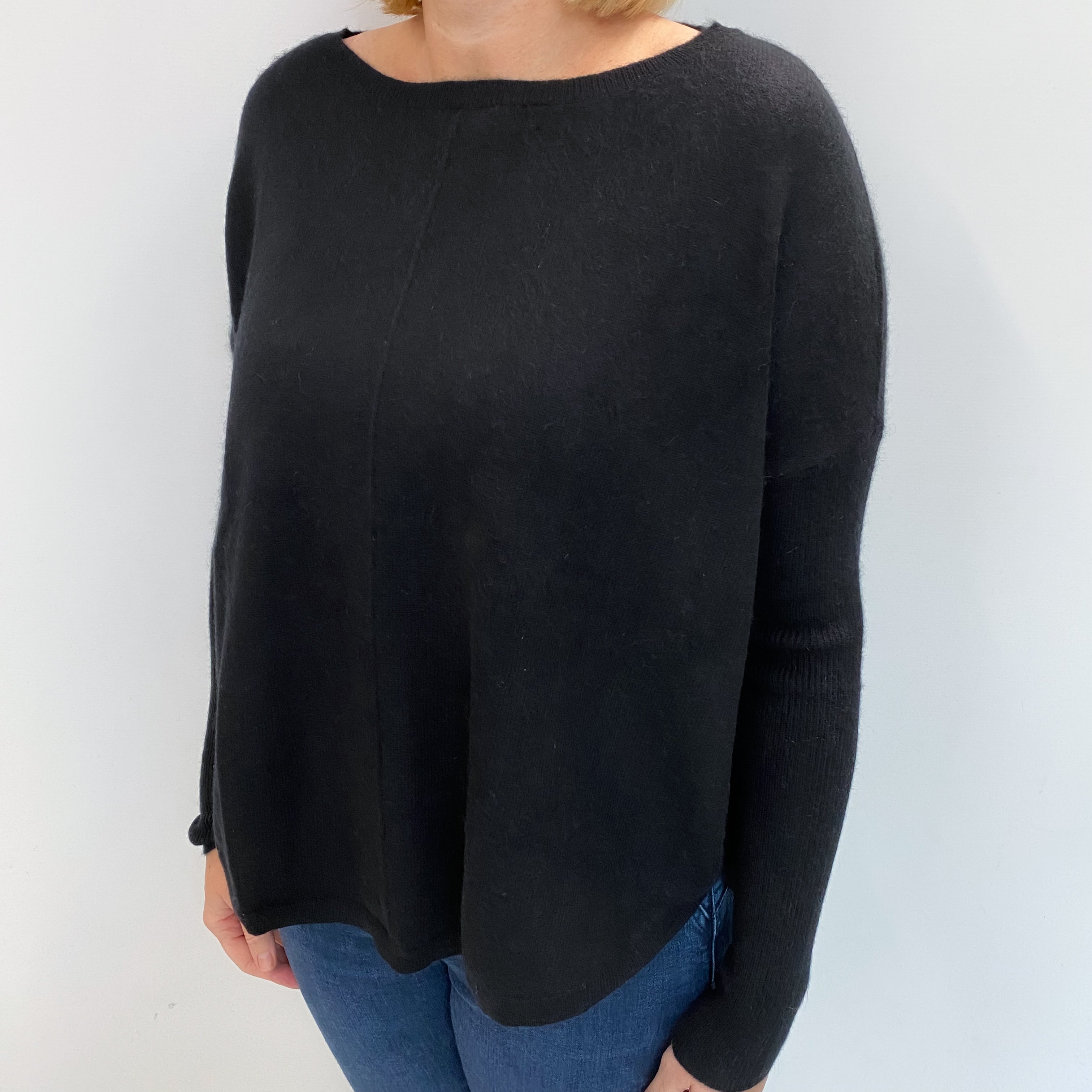 Black Cashmere Crew Neck Jumper Large