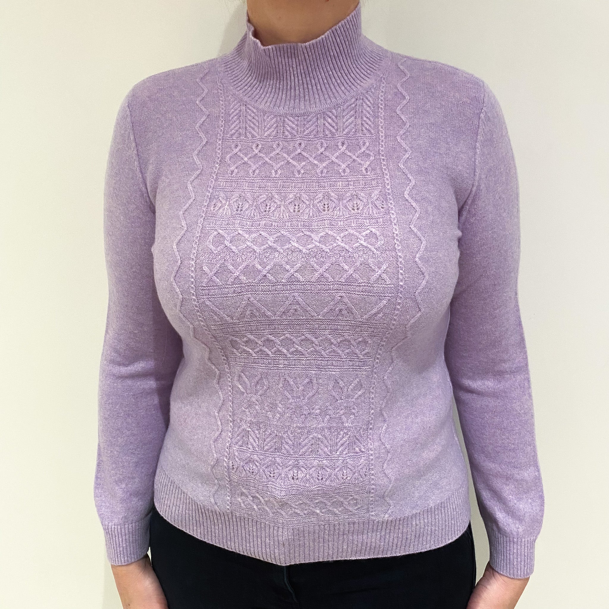 Lilac Cashmere Polo Neck Jumper