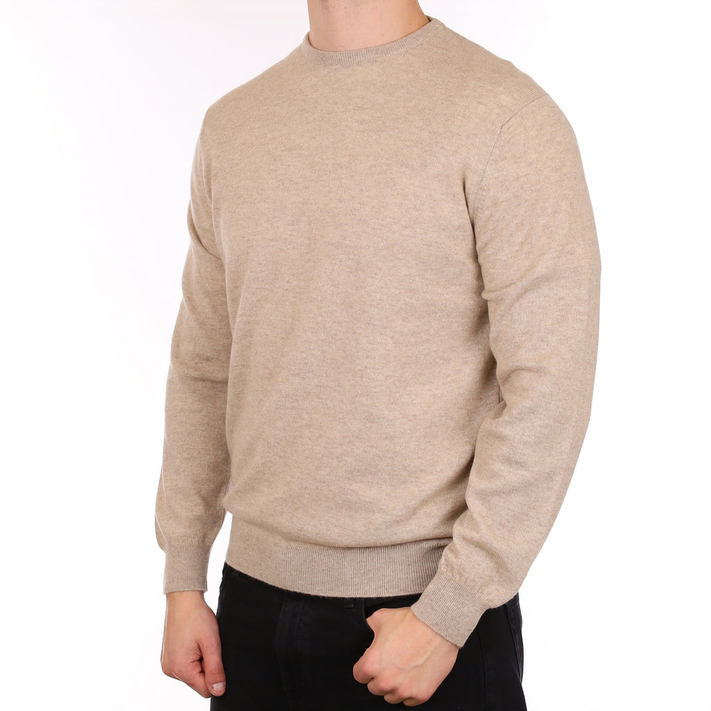 Men's Brand New Scottish Alex Begg Fawn Cashmere Crew Neck Jumper XL