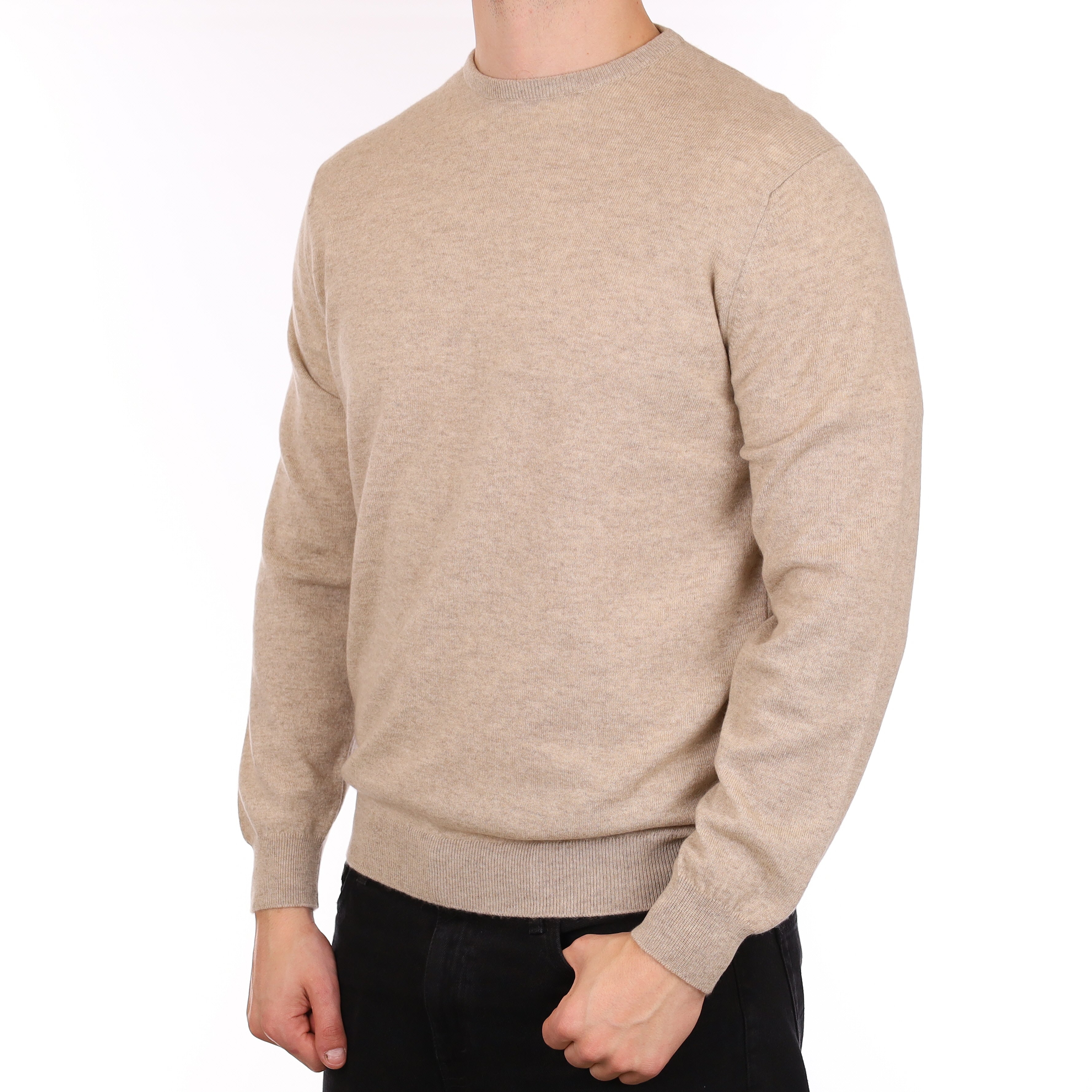 Men's Brand New Scottish Begg & Co Fawn Cashmere Crew Neck Jumper XL
