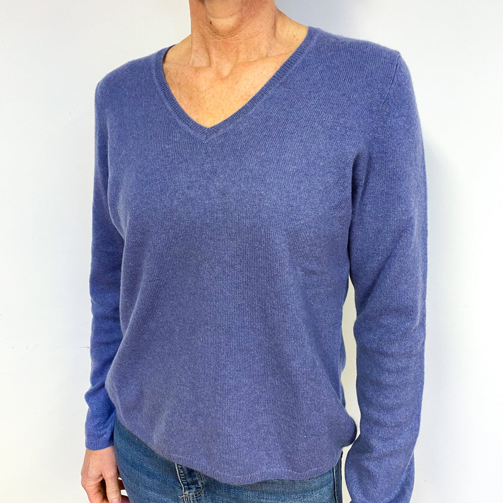 Heather Lilac Cashmere V-Neck Jumper Medium