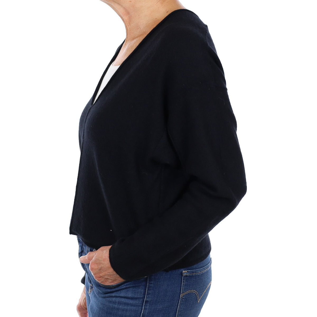 Black Cashmere V Neck Jumper Medium