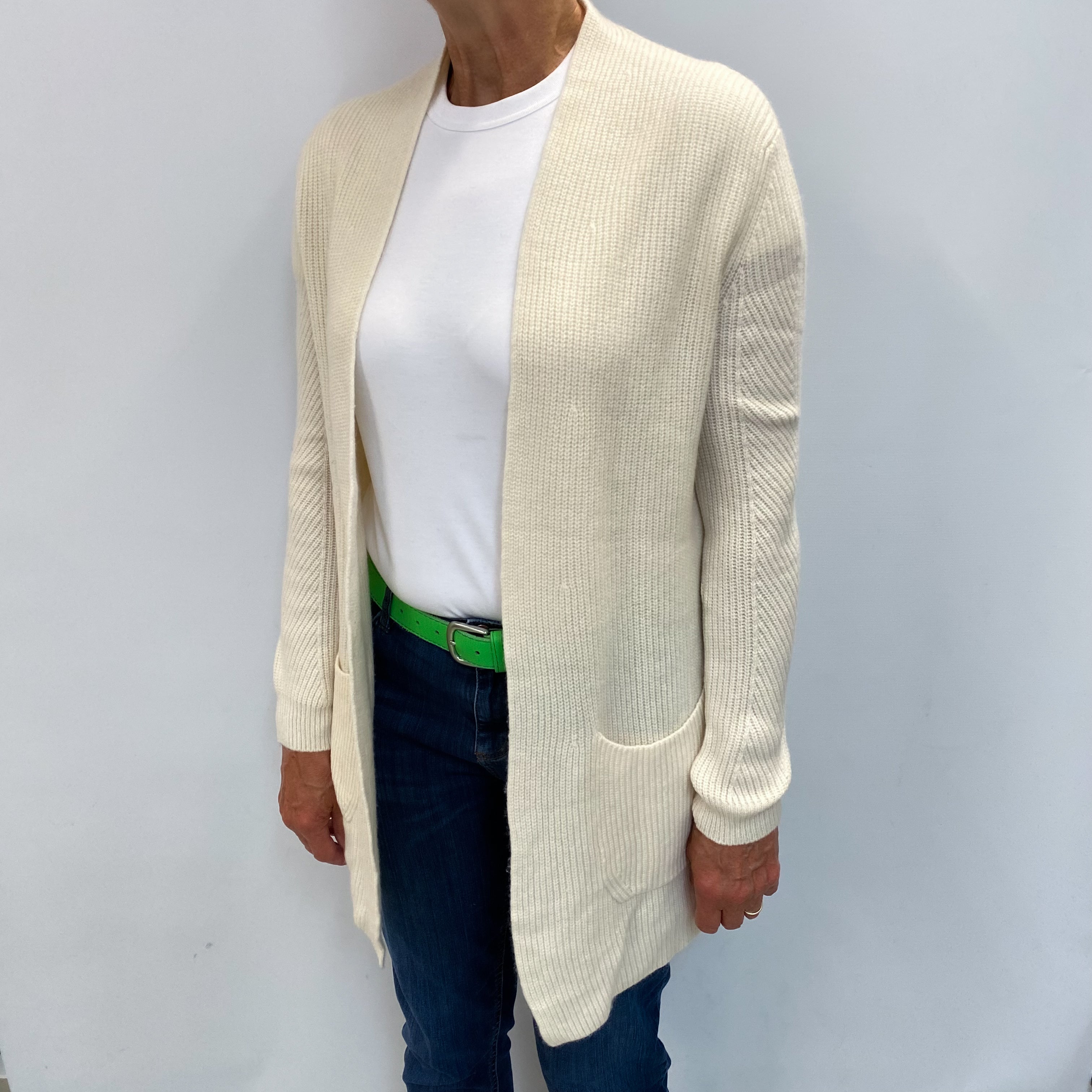 Vanilla Cream Cashmere Edge To Edge Cardigan Medium