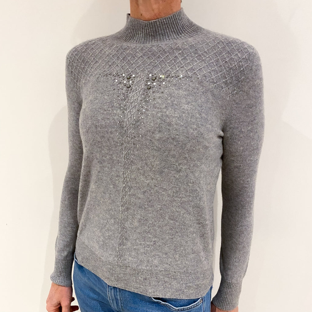 Smoke Grey Cashmere Turtle Neck Jumper Small