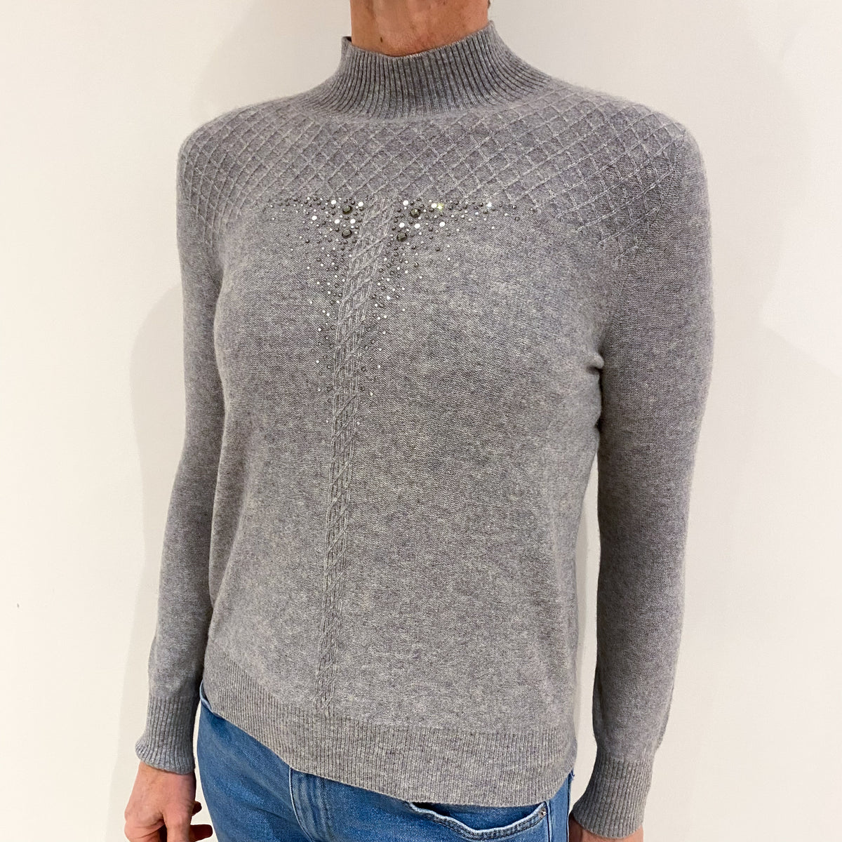 Smoke Grey Cashmere Turtle Neck Jumper Small