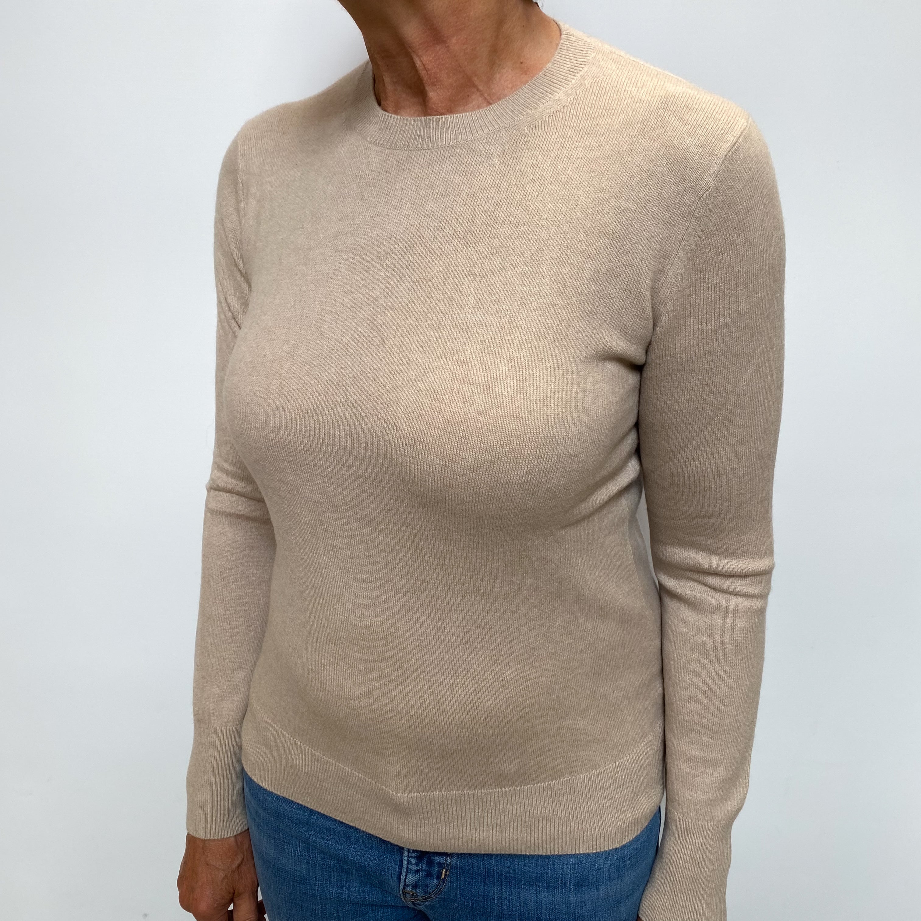 Biscuit Beige Cashmere Crew Neck Jumper Medium