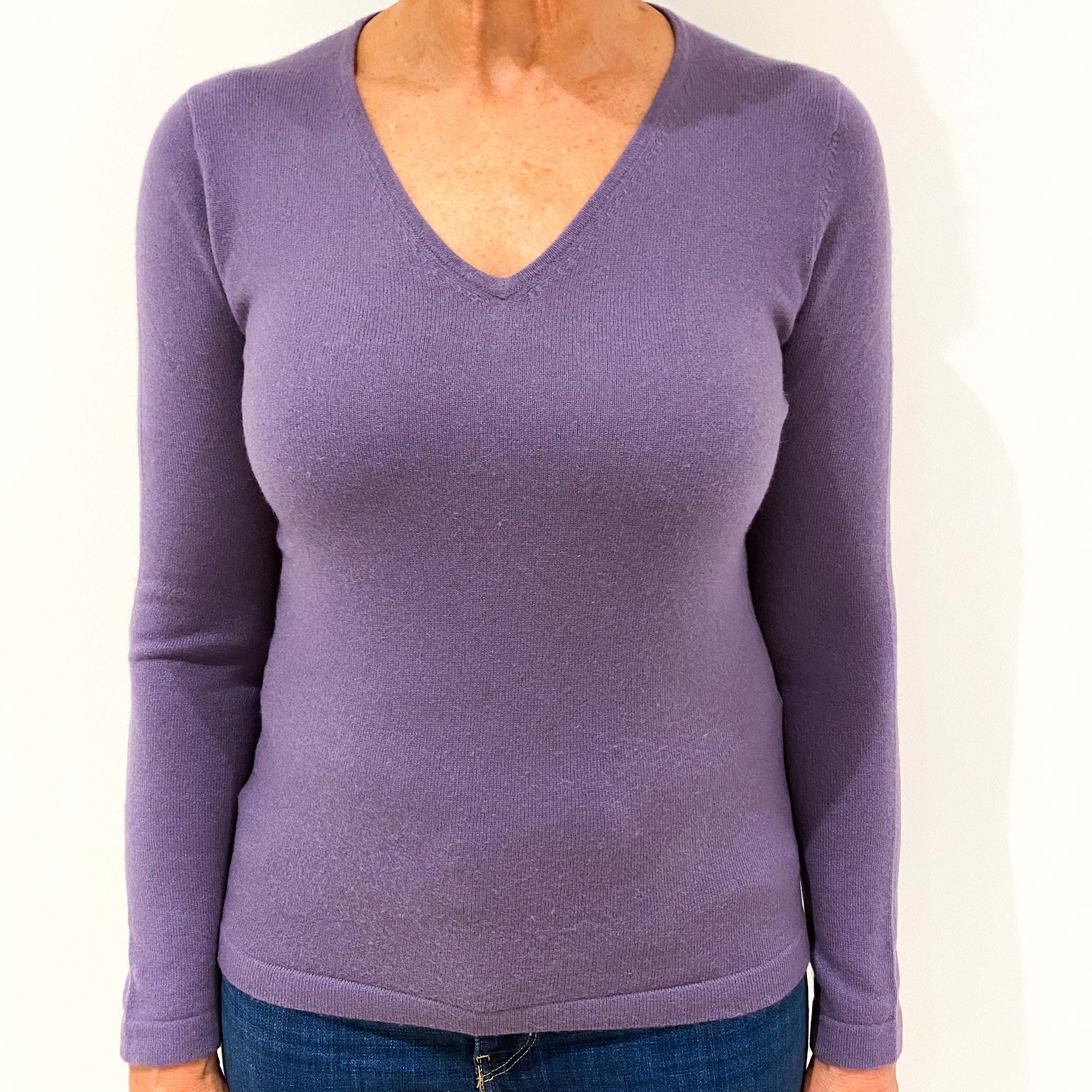 Muted Purple Cashmere V-Neck Jumper Medium