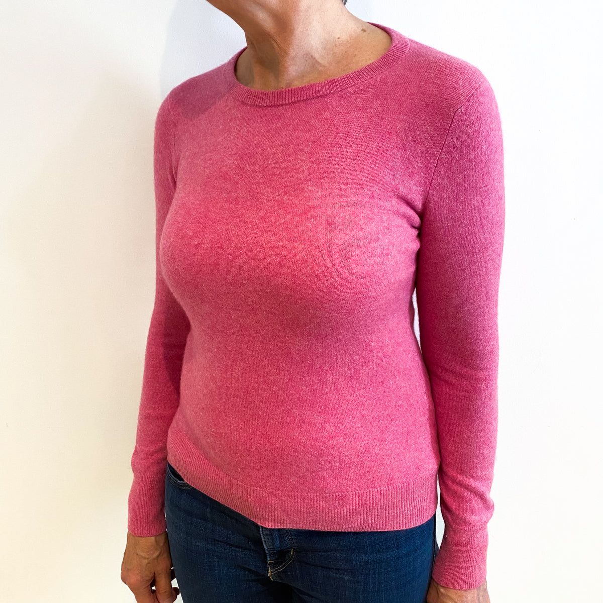 Bubblegum Pink Cashmere Crew Neck Jumper Medium
