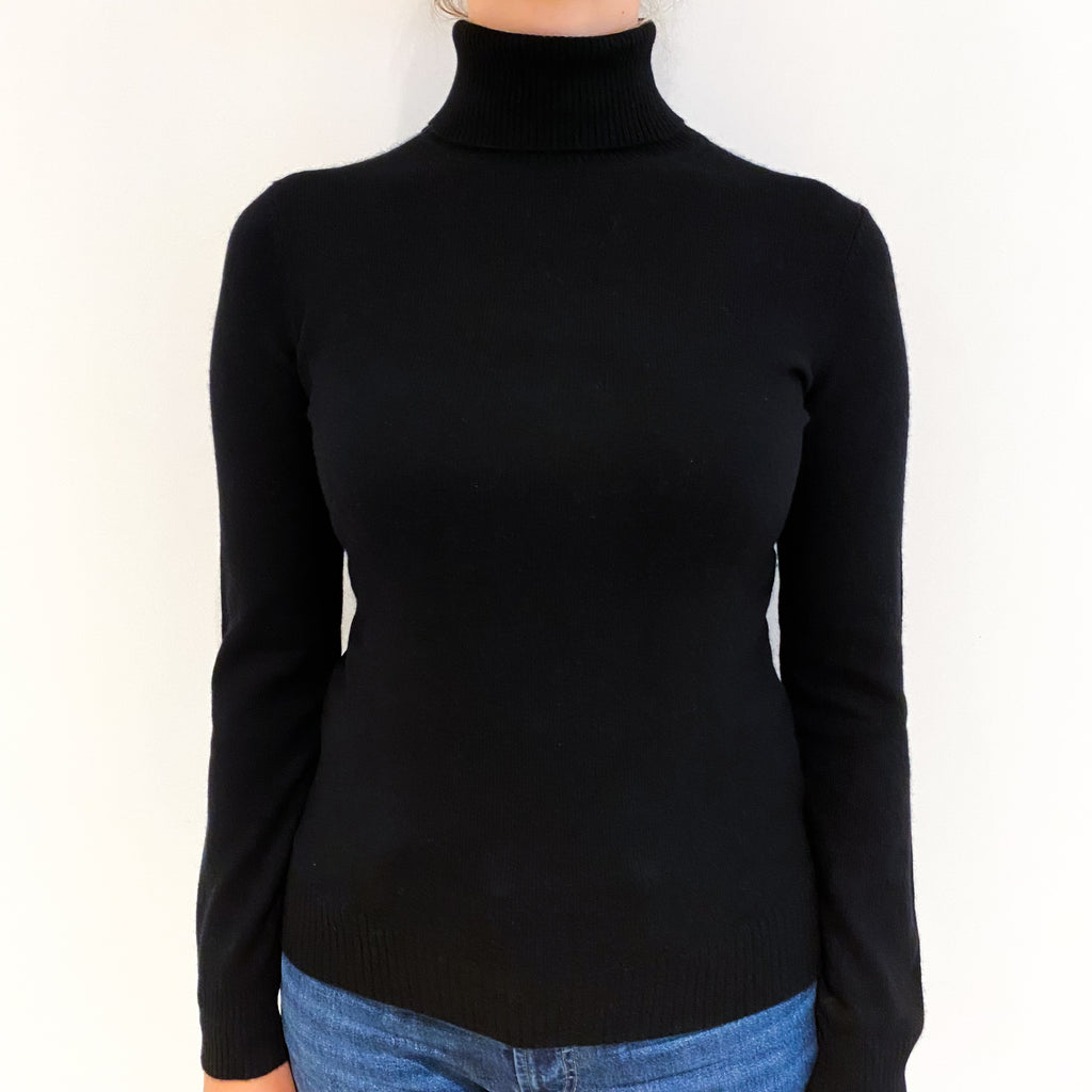 Black Cashmere Polo Neck Jumper Small