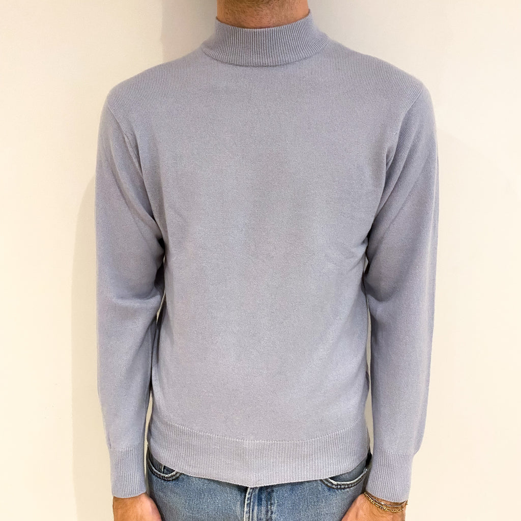 Men's Baby Blue Cashmere Turtle Neck Jumper Medium