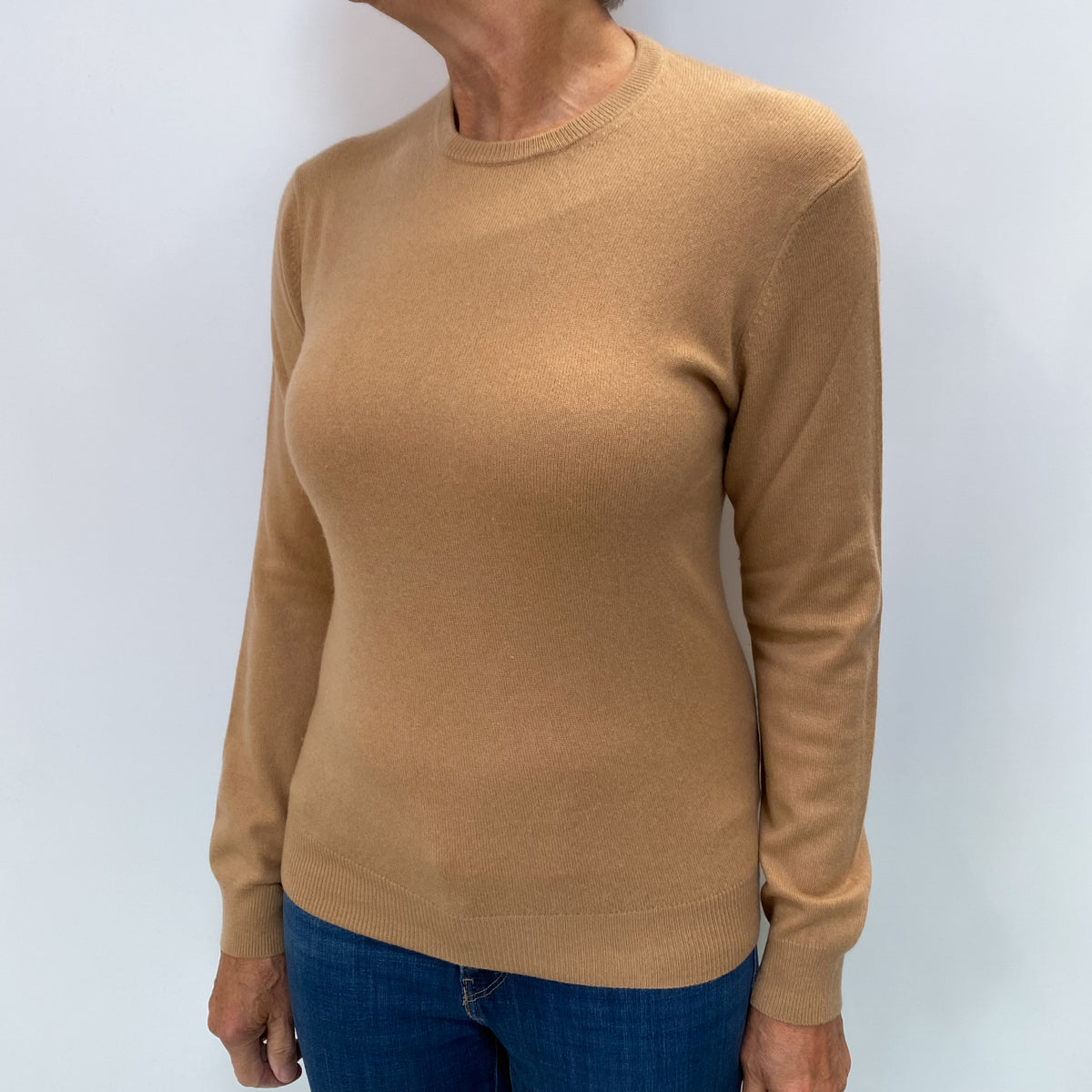 Butterscotch Brown Cashmere Crew Neck Jumper Medium