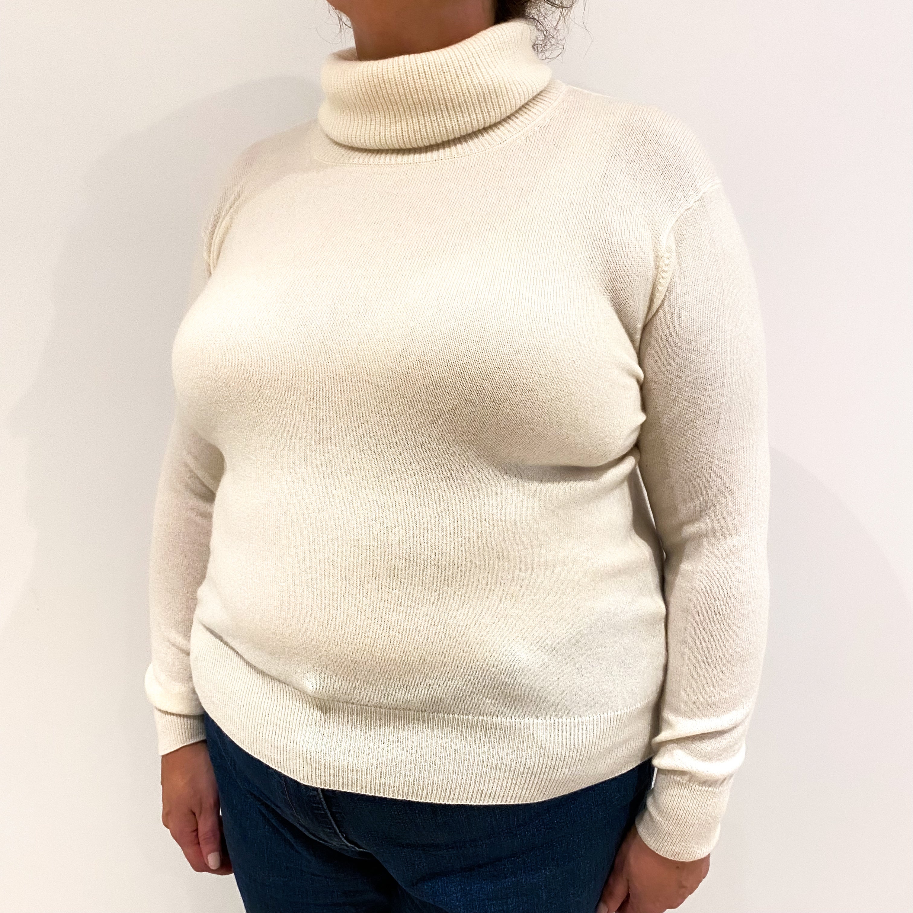 Cream Cashmere Polo Neck Jumper Extra Large