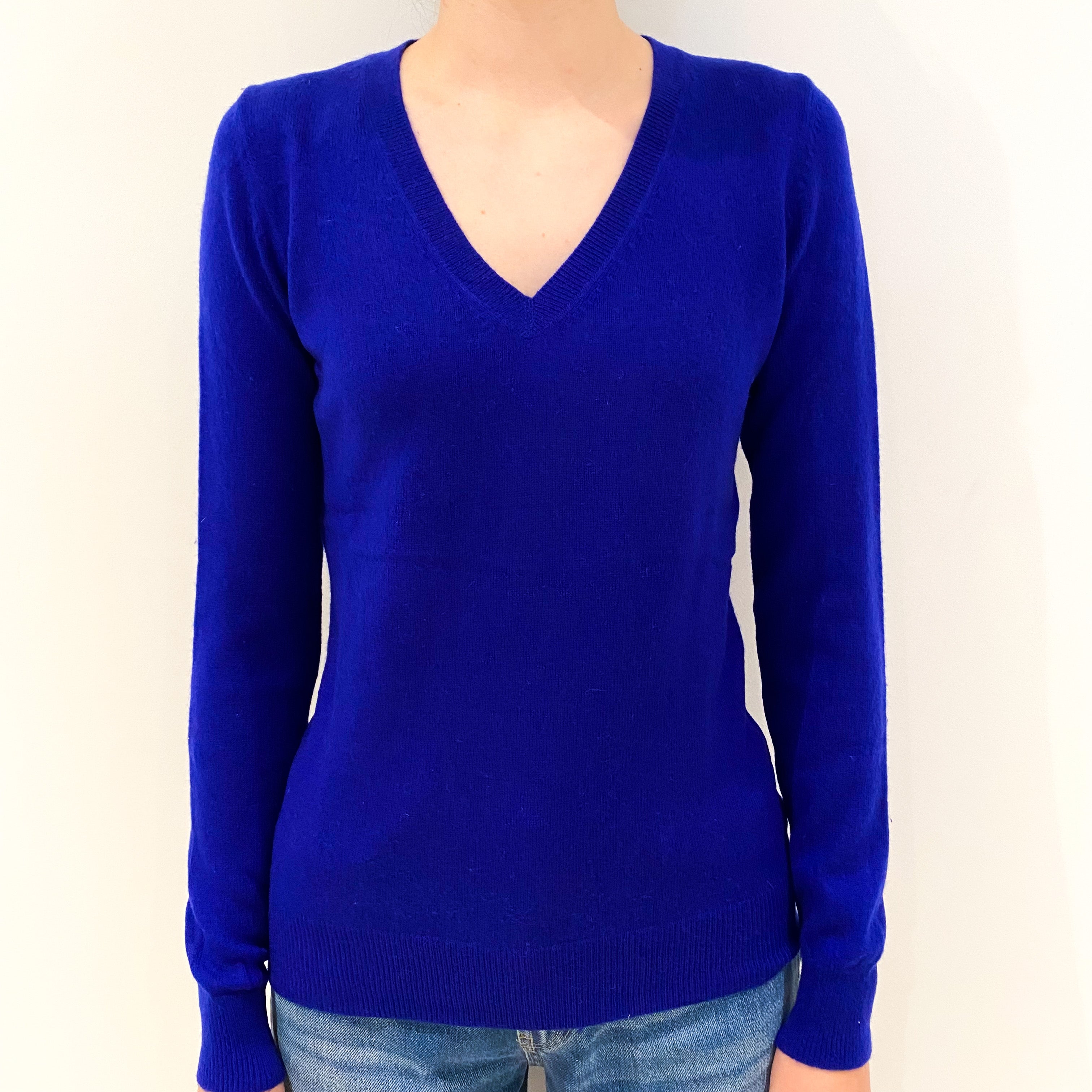 Royal Blue Cashmere V-Neck Jumper Extra Small