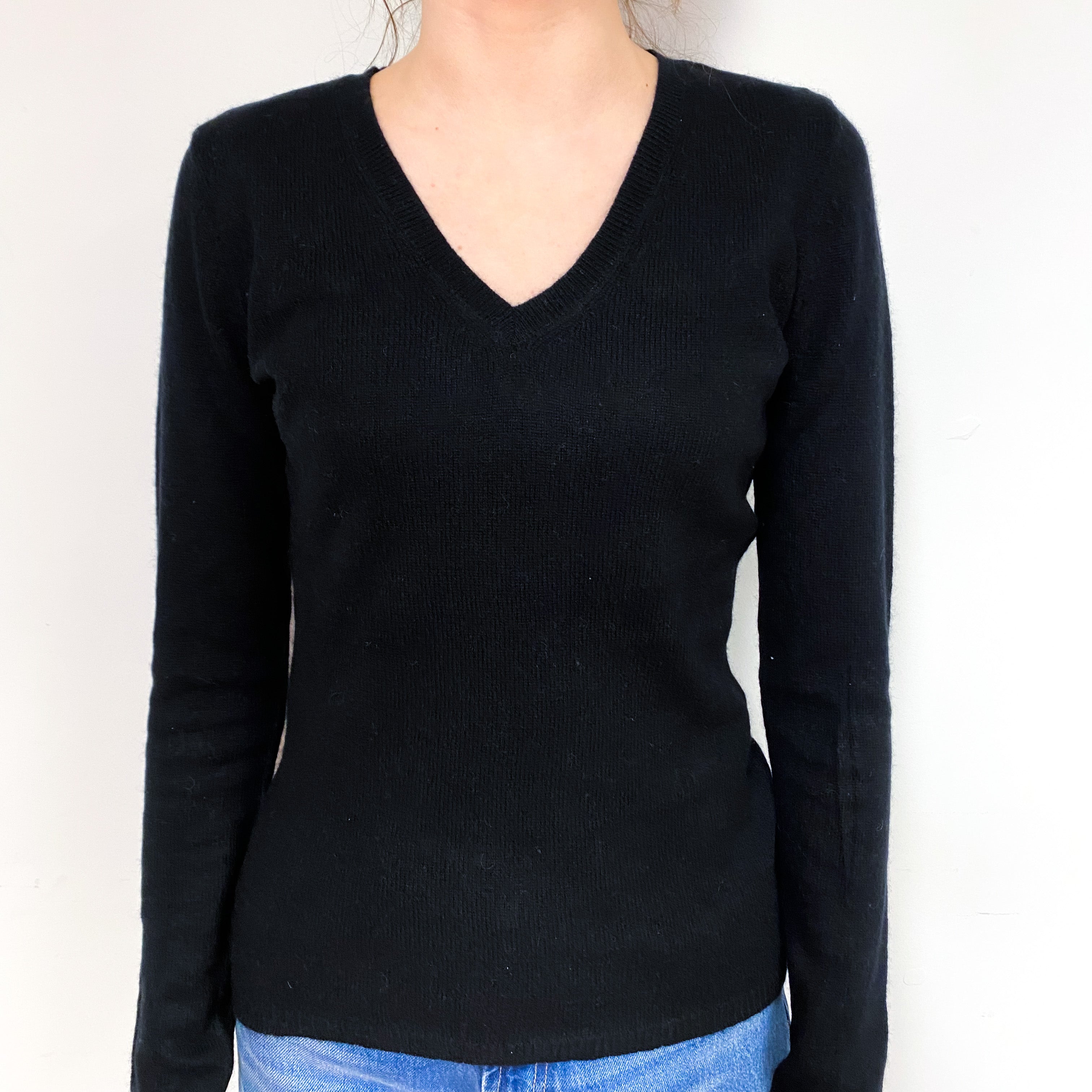 Black Cashmere V-Neck Jumper Extra Small