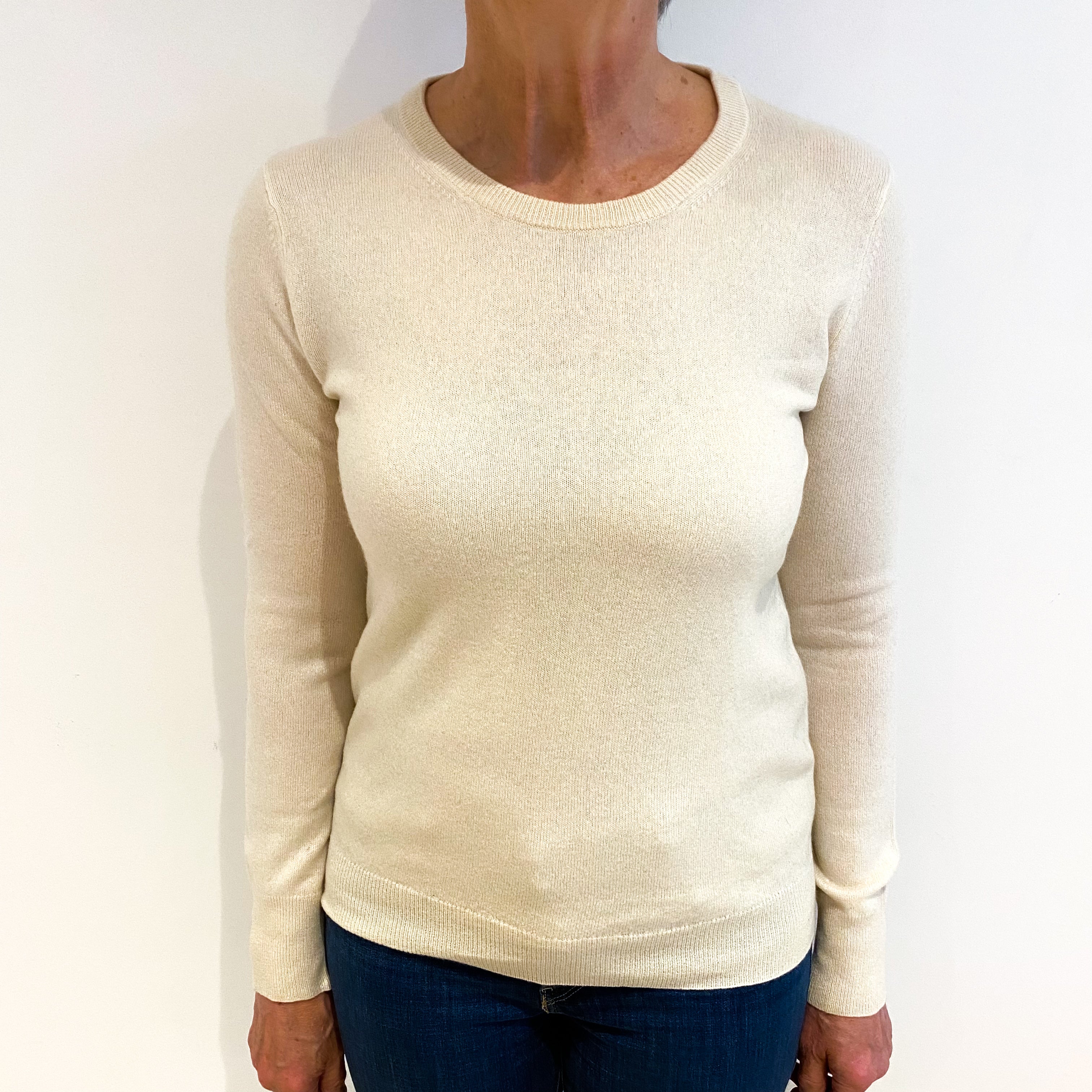 Vanilla Cream Cashmere Crew Neck Jumper Medium